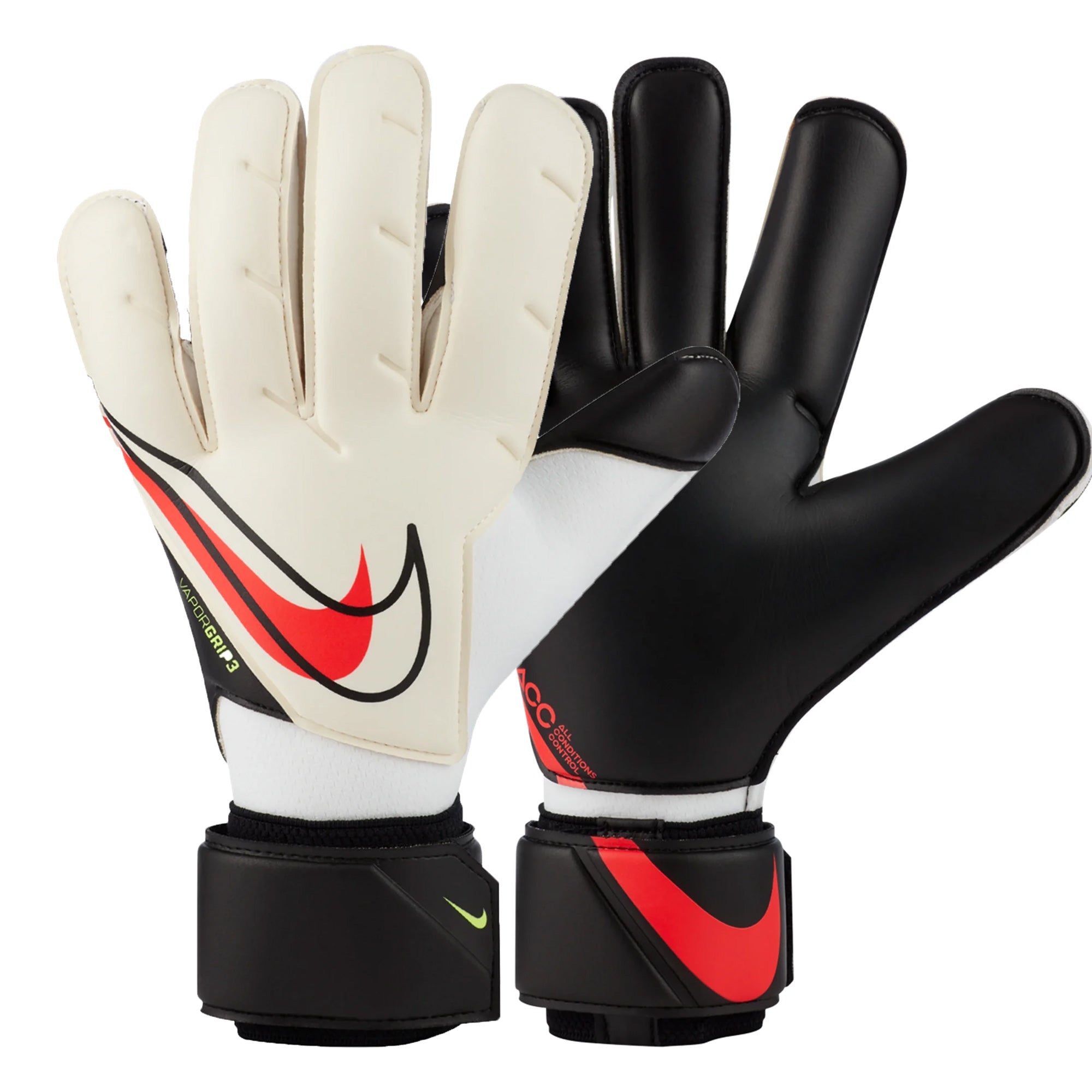 Nike Men's Vapor Grip 3 Goalkeeper Gloves White/Black/Red、mySite、noshort