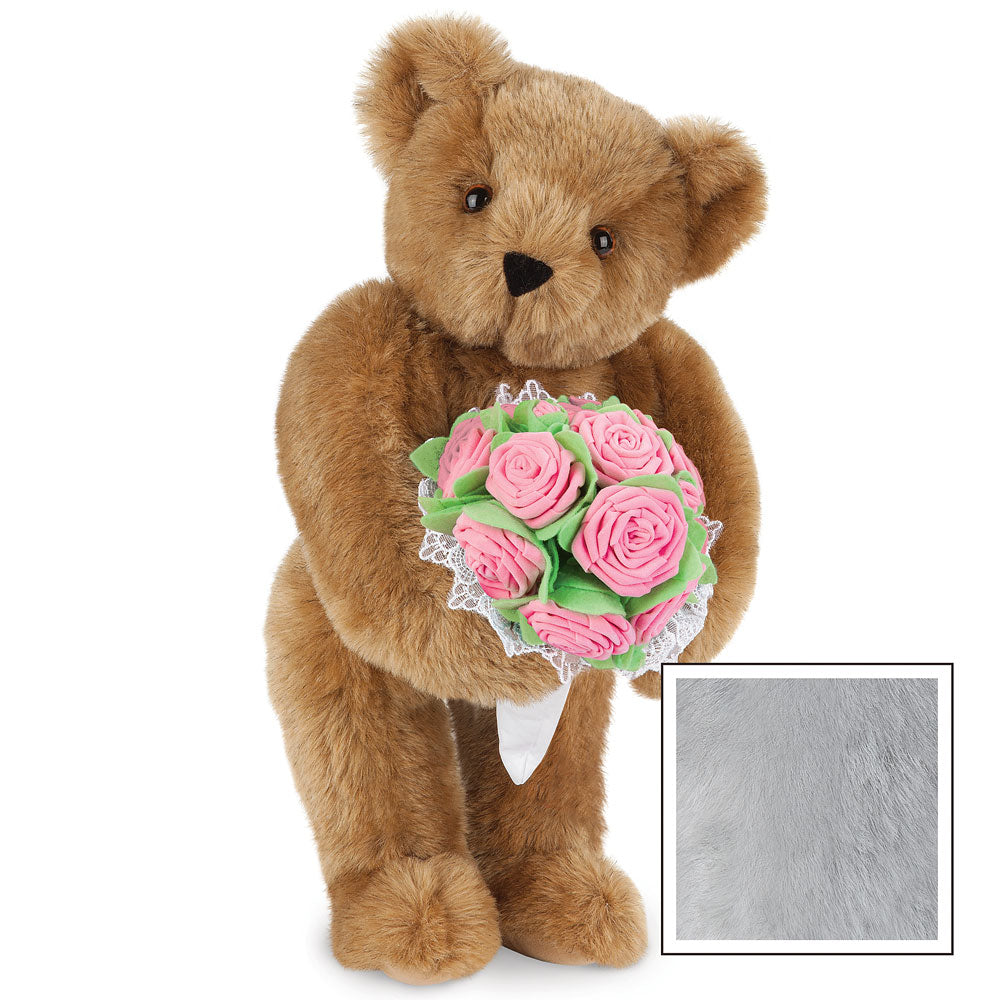 15 In. Pink Rose Bouquet Teddy Bear、mySite、pszhyizbm