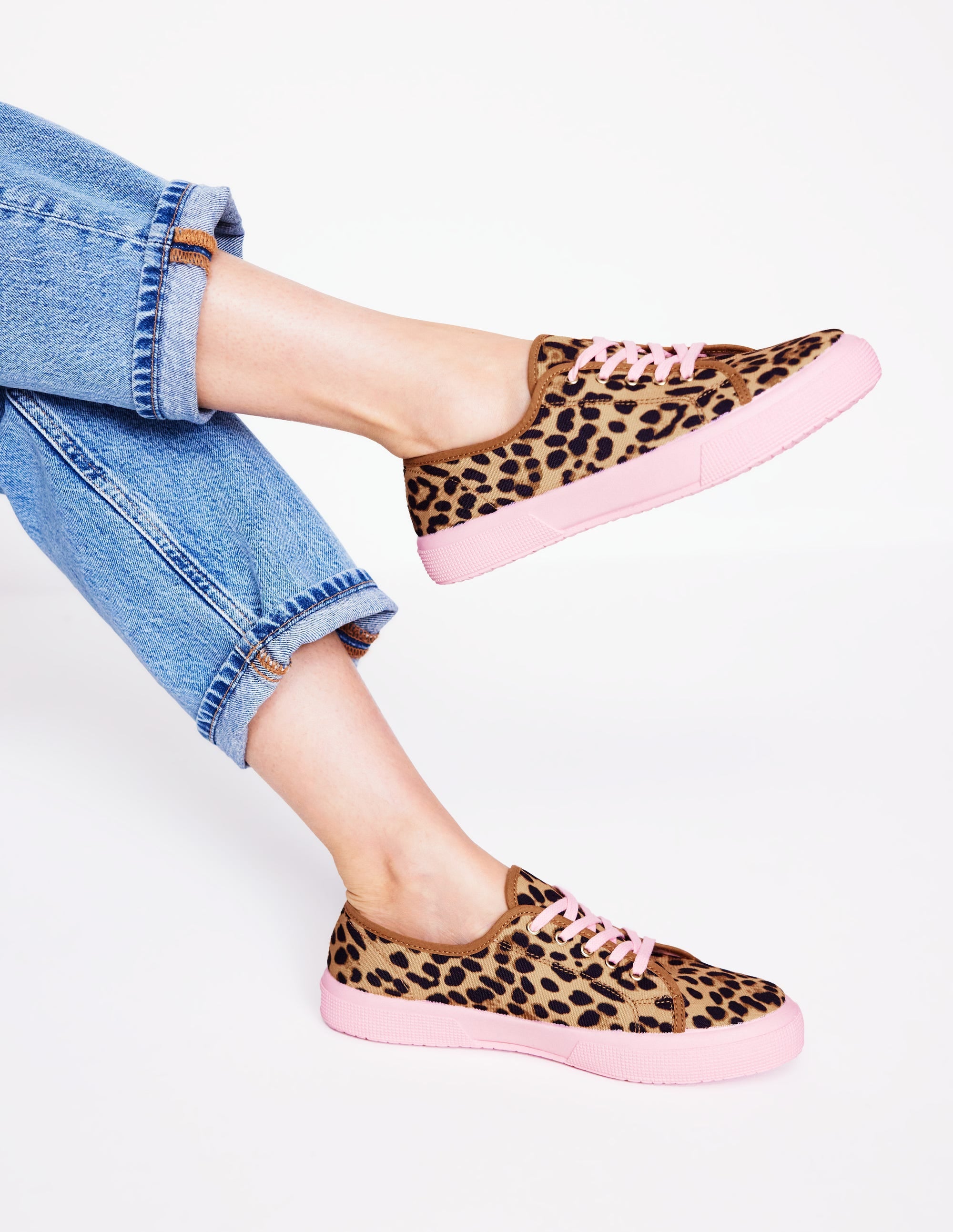  Contrast Lace Up Plimsoll-Leopard、mySite、ashleygrahame