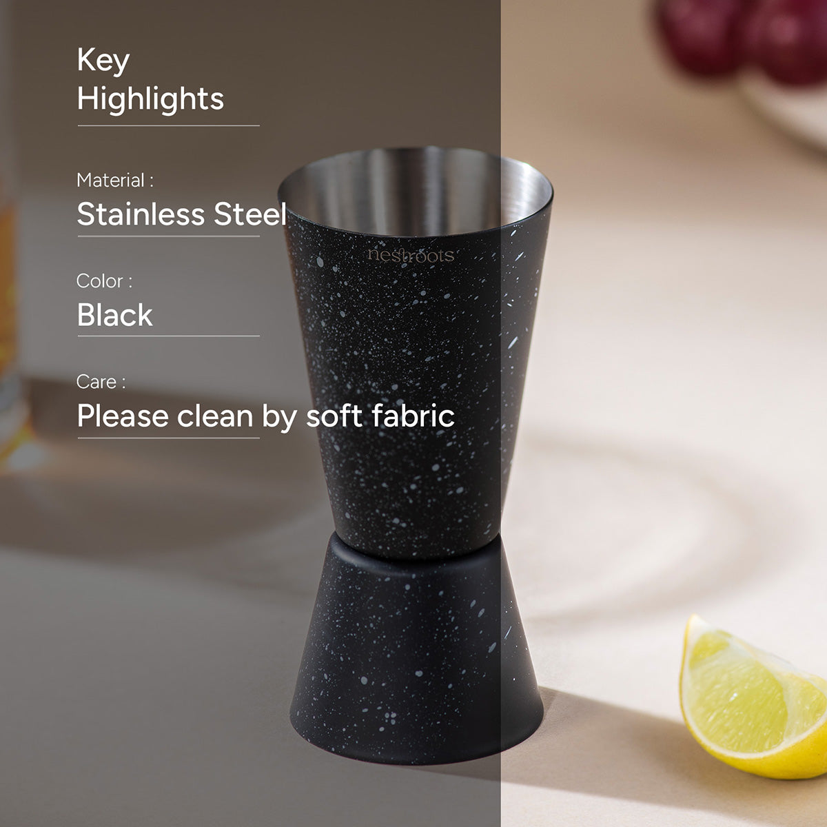 Stainless Steel Peg Measurer | Dual Sided | Black | 30 & 60 ml、mySite、camillekostekn