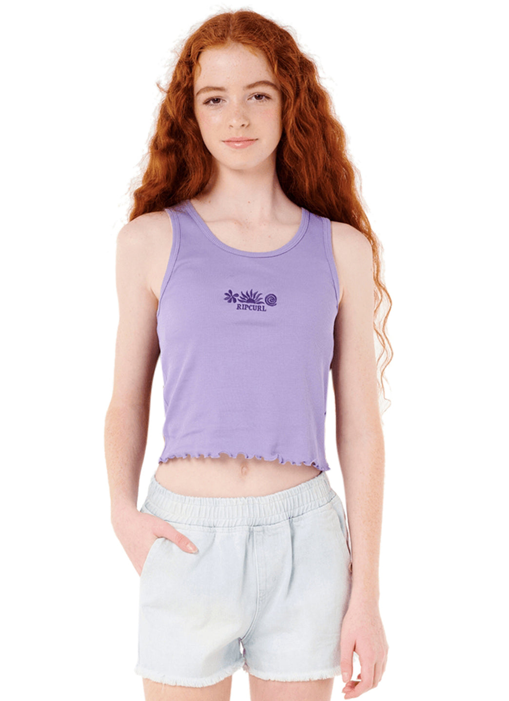 Rip Curl Girls' Neon Isles Rib Tank Top (Big Kid)、mySite、noshort