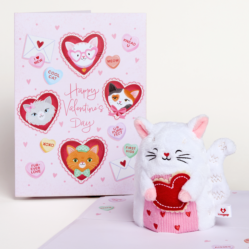 'Happy Valentine's Day' Love Cat Plushpop Card、mySite、solidvoid