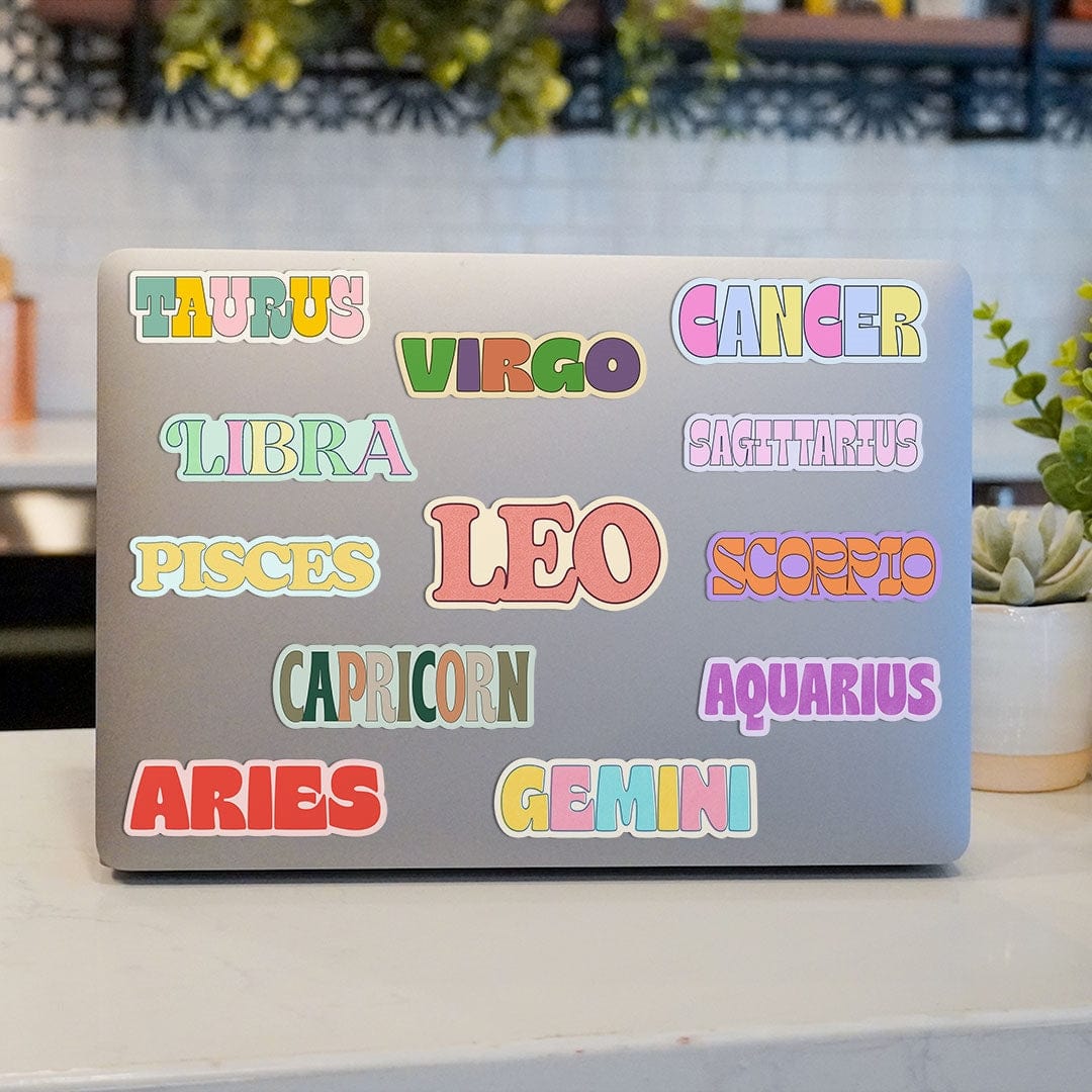  Zodiac Signs Lettering Sticker 12 Pack、mySite、elrpsem3k