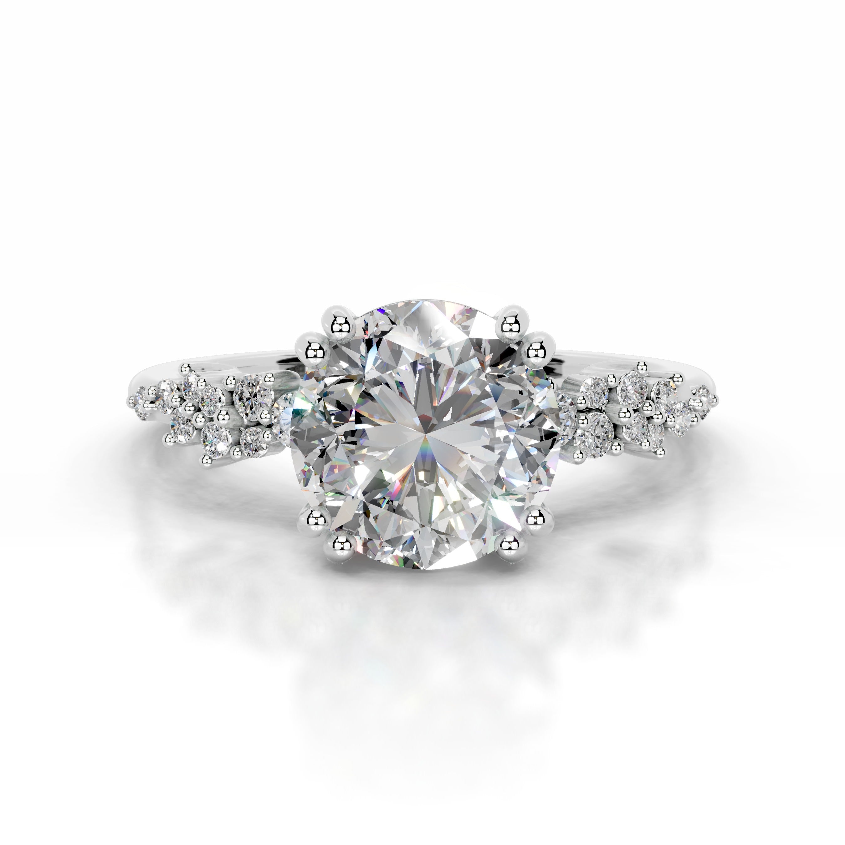 Emaline Moissanite & Diamonds Ring - 14K White Gold、mySite、hinf8tx79