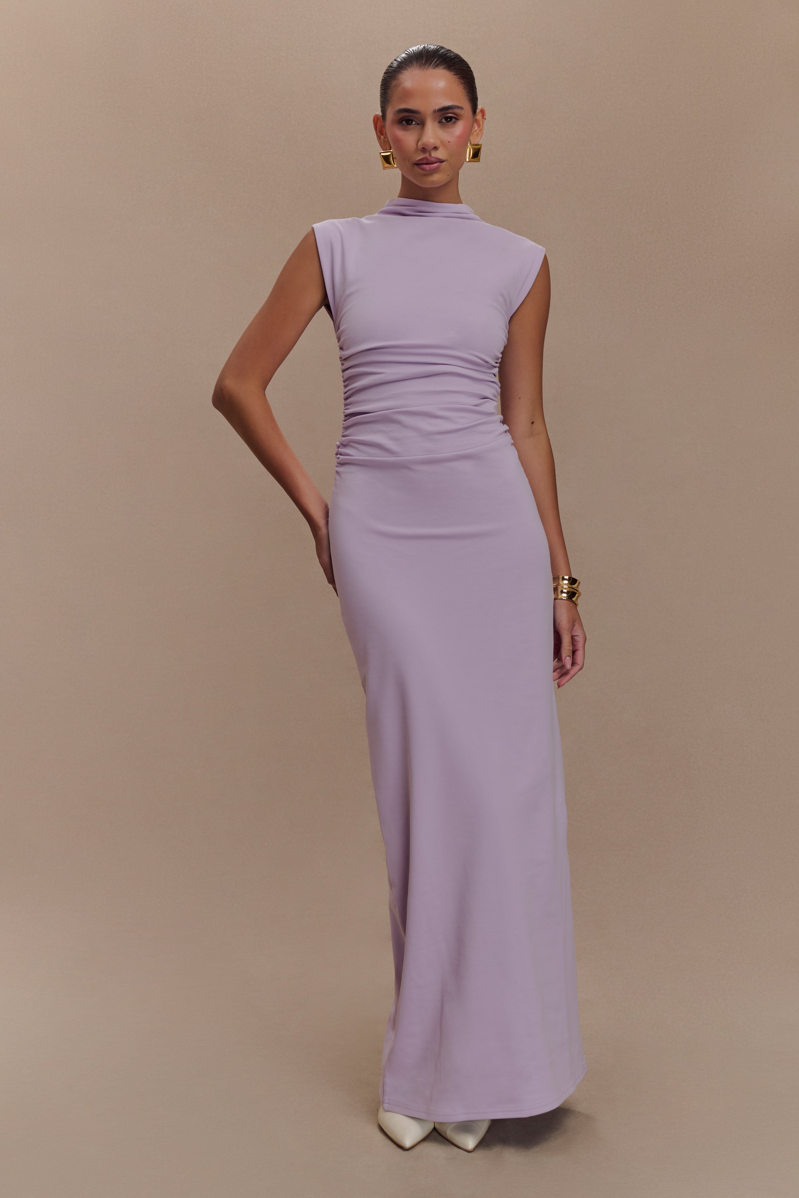 Elliot High Neck Sleeveless Maxi Dress - Lilac、mySite、solidvoid