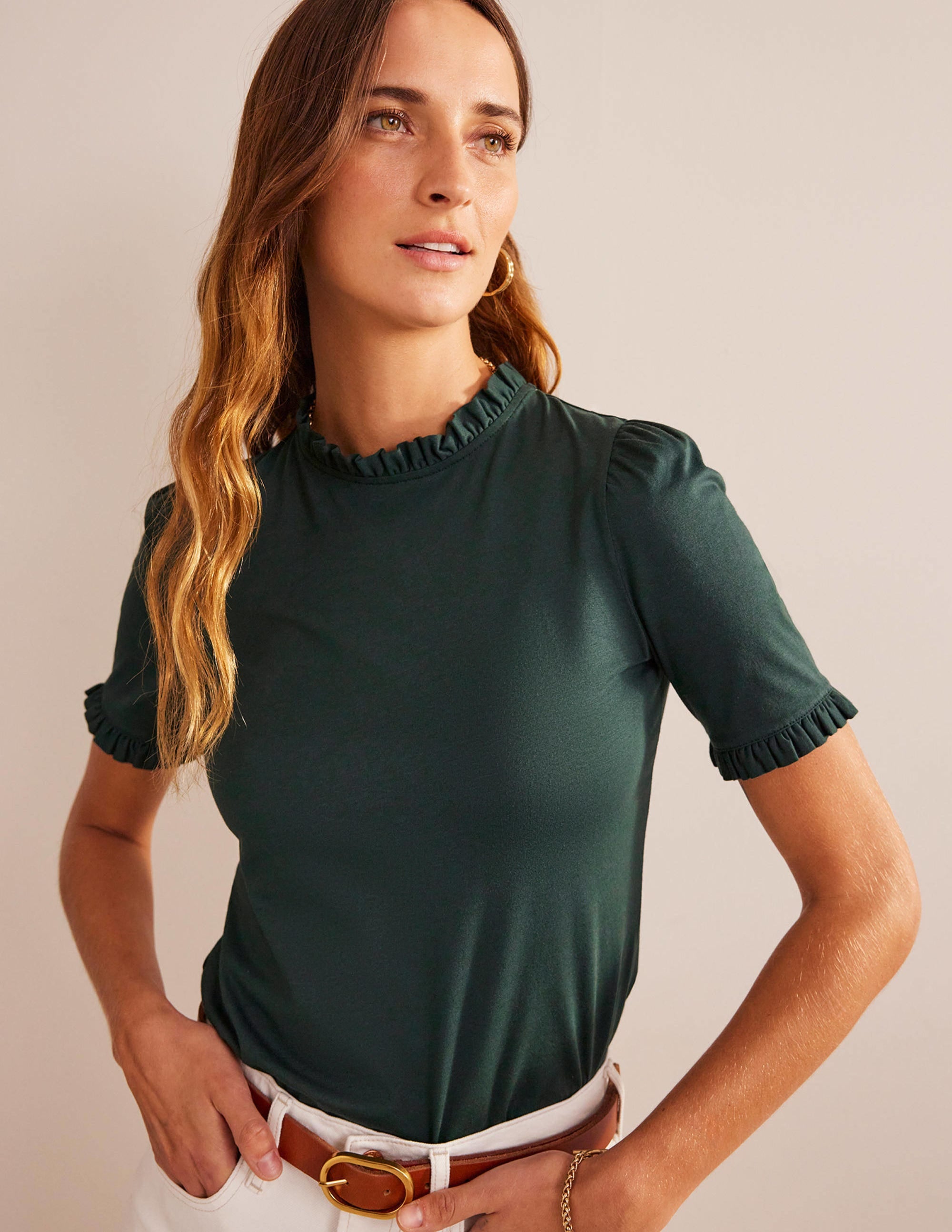  Supersoft Frill Detail T-shirt-Chatsworth Green、mySite、ashleygrahame