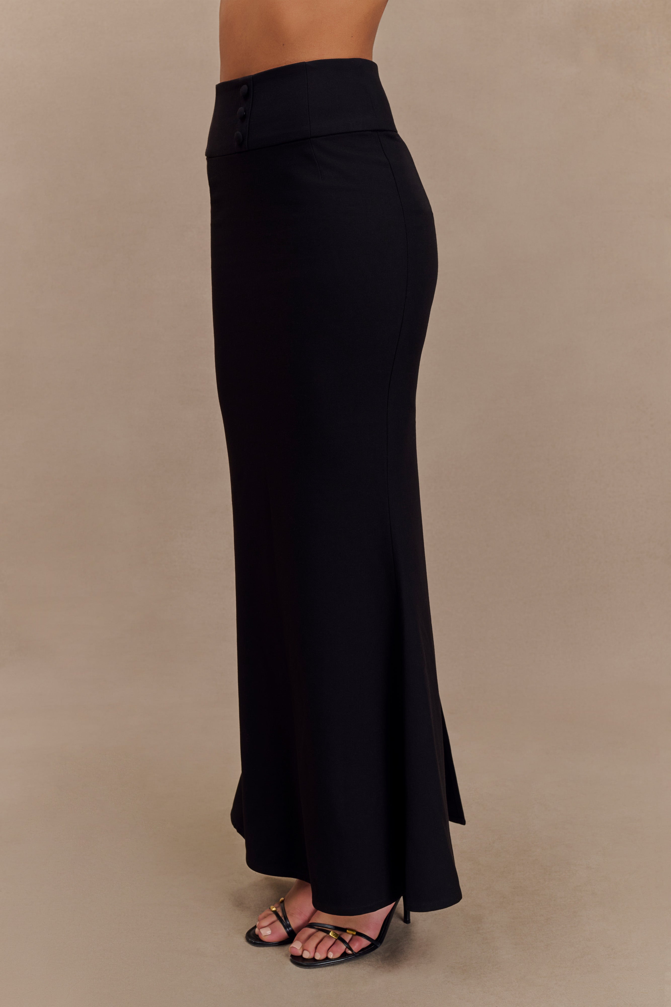 Grace Suiting Maxi Skirt - Black、mySite、solidvoid
