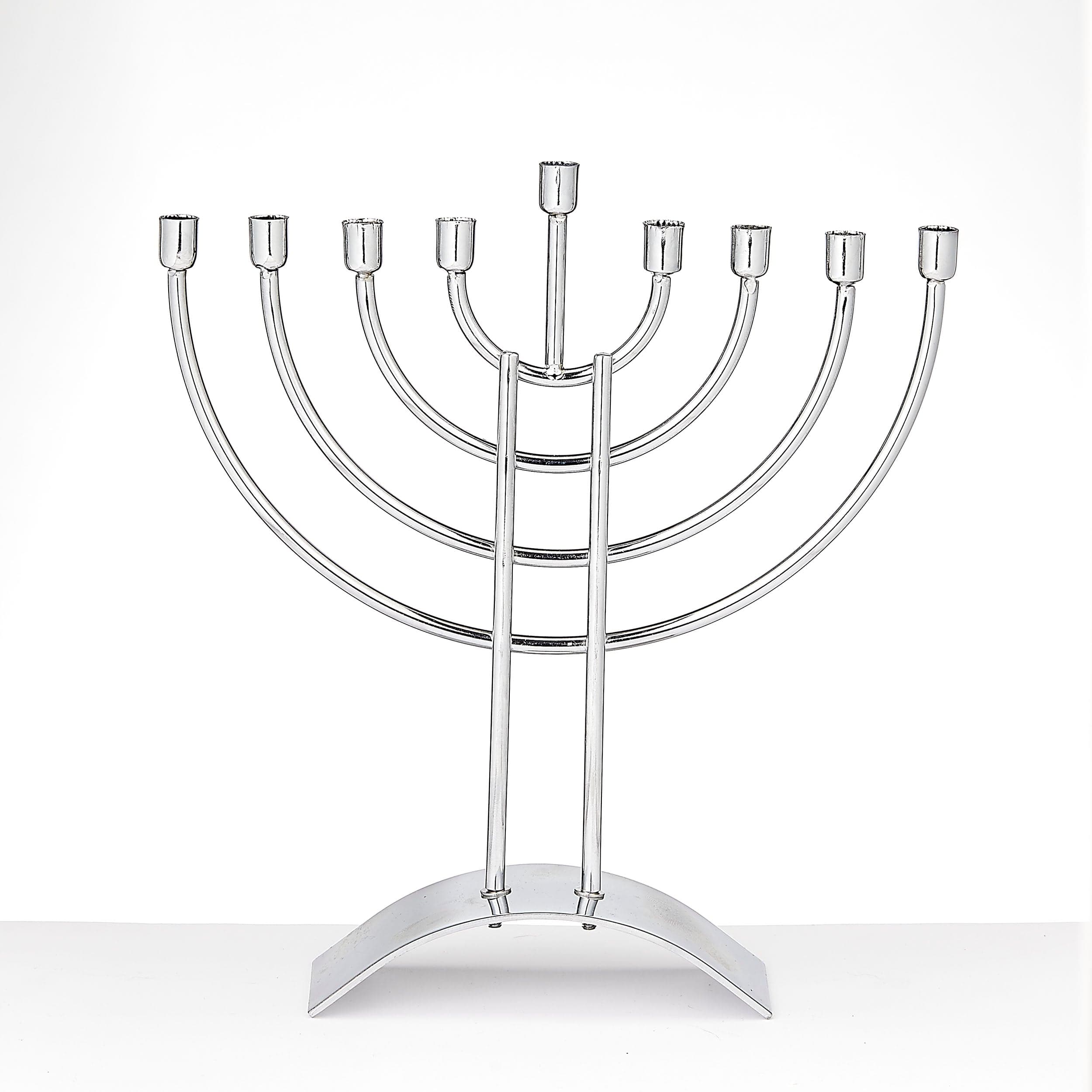 Traditional Steel Menorah with Silver Finish、mySite、topwebapps