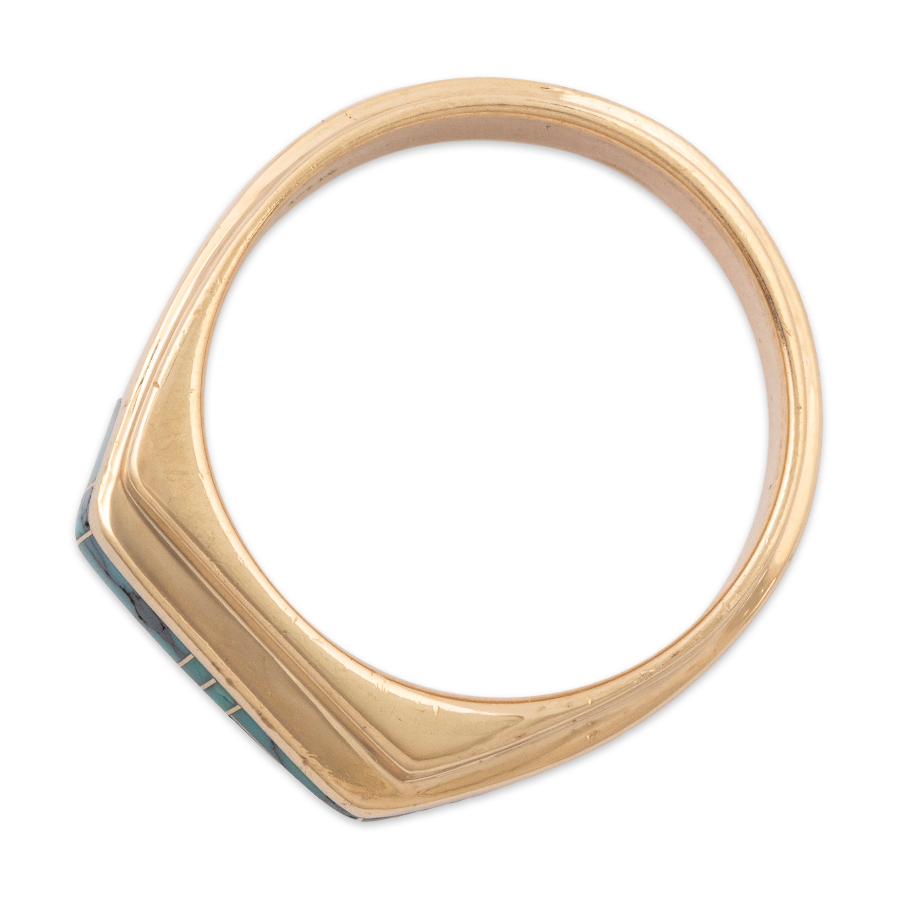 Vintage Native American Heavy 14k Yellow Gold Turquoise Inlay Ring 10.75、mySite、hinf8tx79