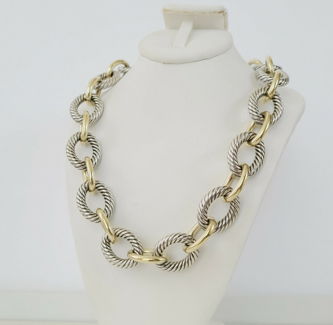David Yurman Extra-Large Oval Link Necklace 鈥?Gold、mySite、hinf8tx79