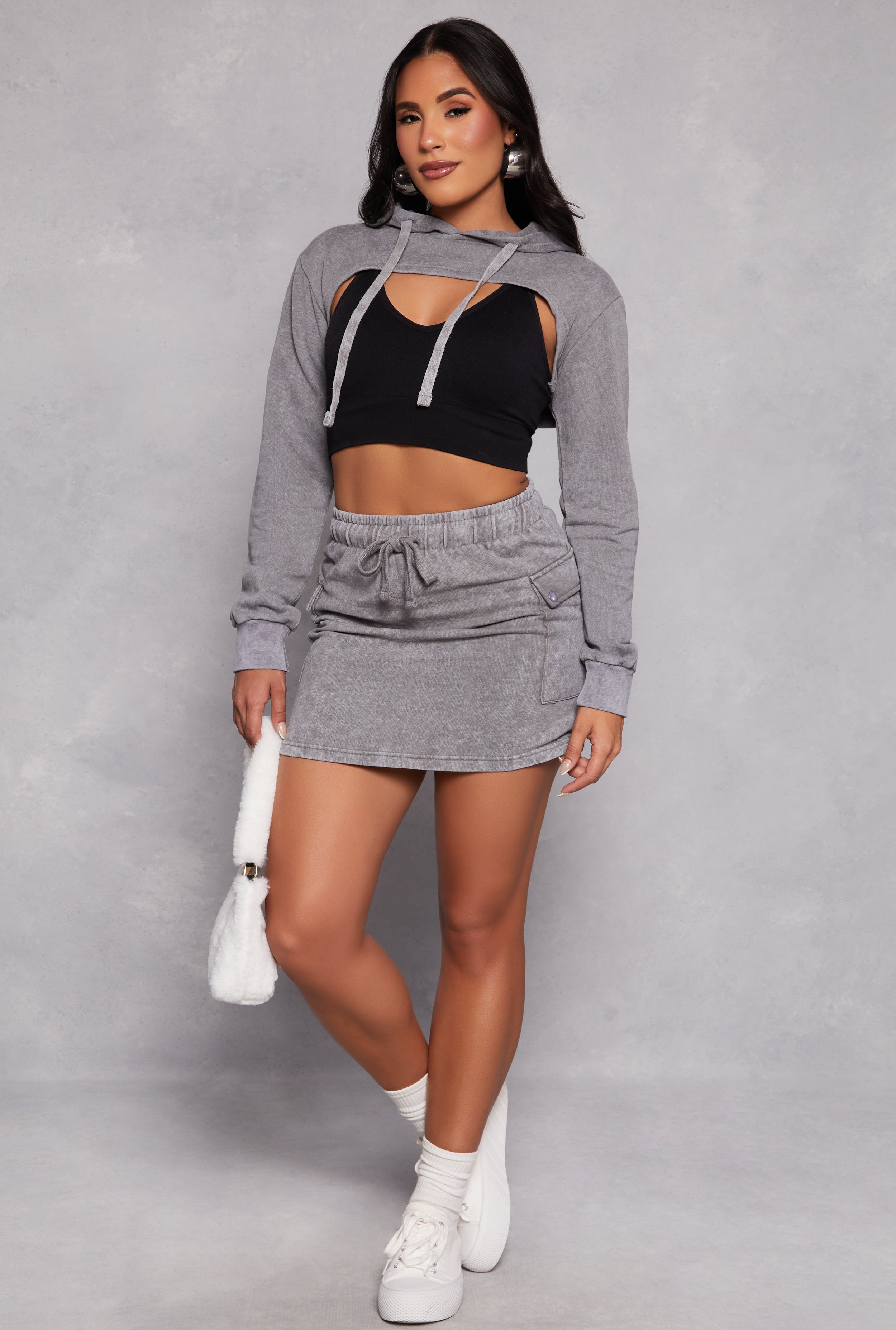 Mineral Wash Hooded Shrug Sweatshirt、mySite、camillekostekn