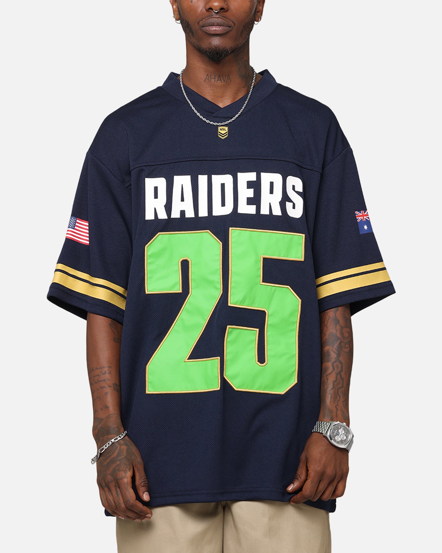 Bleacher Athletic Canberra Raiders NRL 2025 Las Vegas Round Grid Iron T-Shirt Official Team Colour、mySite、zt4zffjzw