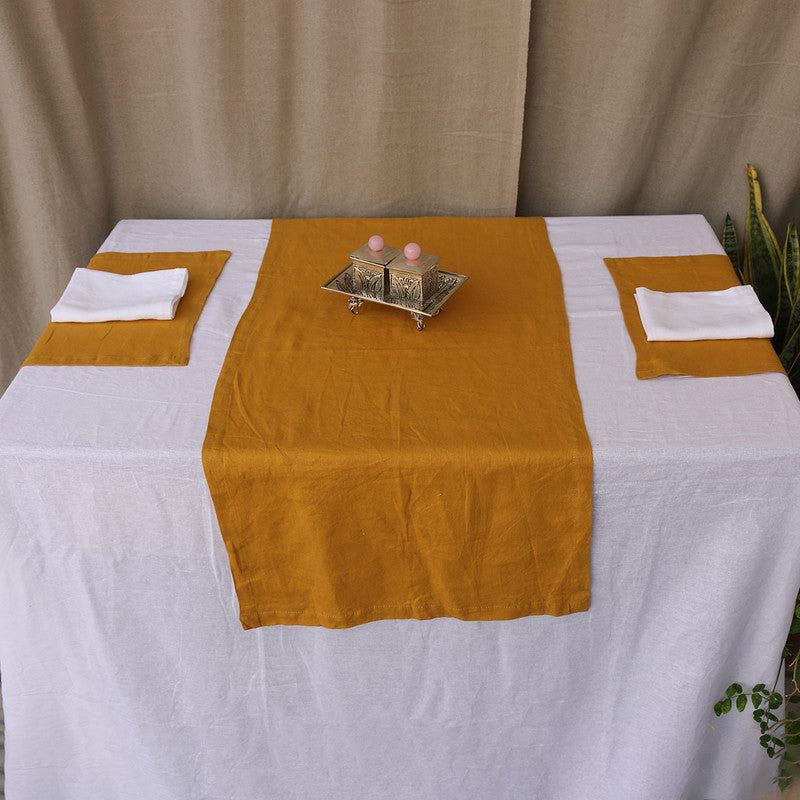Pure Linen Table Runners | Golden Yellow、mySite、camillekostekn
