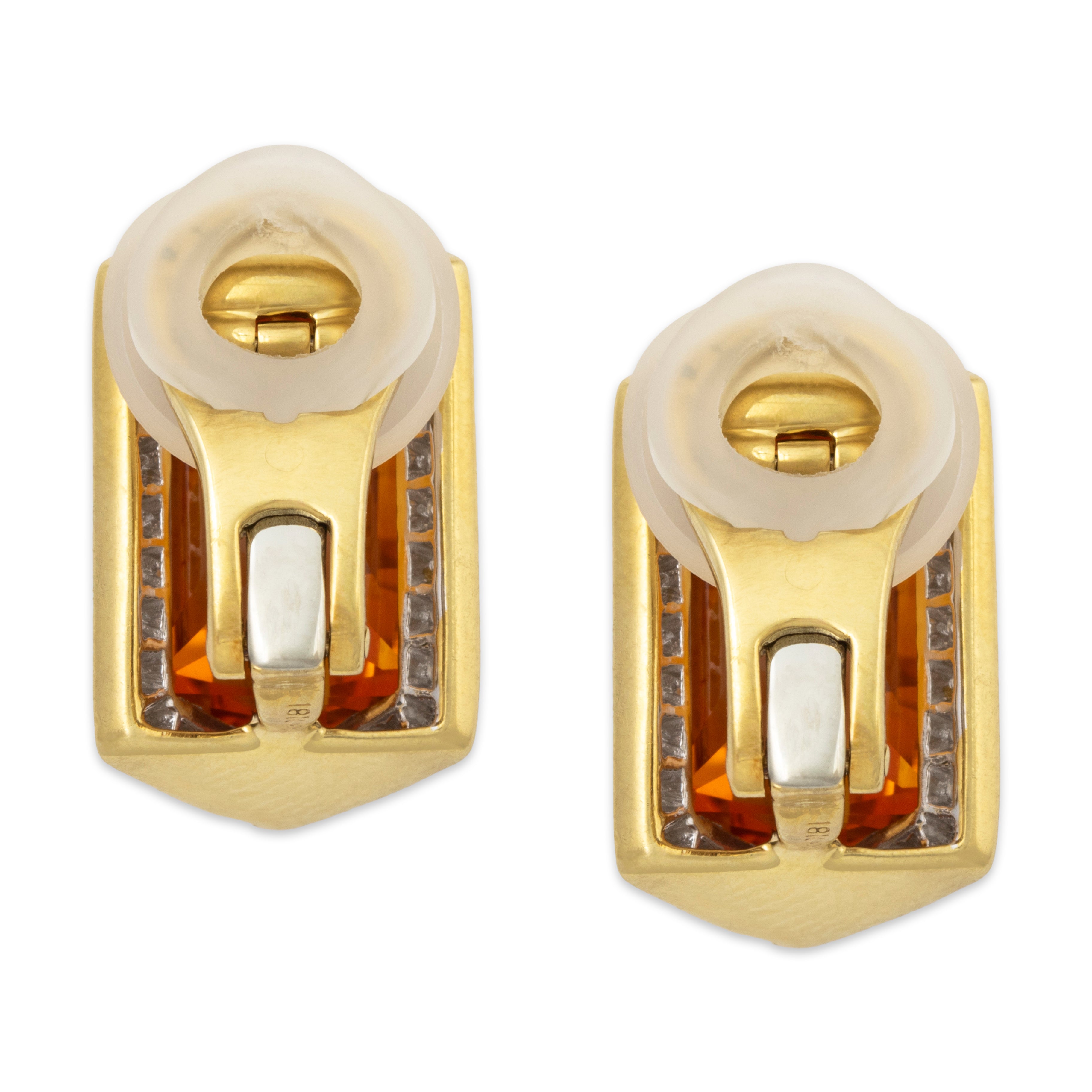 Vintage Stunning 18k Yellow Gold 12cttw Citrine 1cttw Diamond Earrings、mySite、hinf8tx79