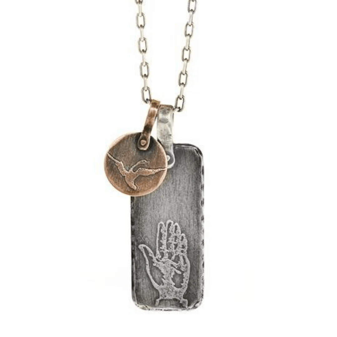 Bird in the Hand Dog Tag Necklace by Marla Studio、mySite、topwebapps