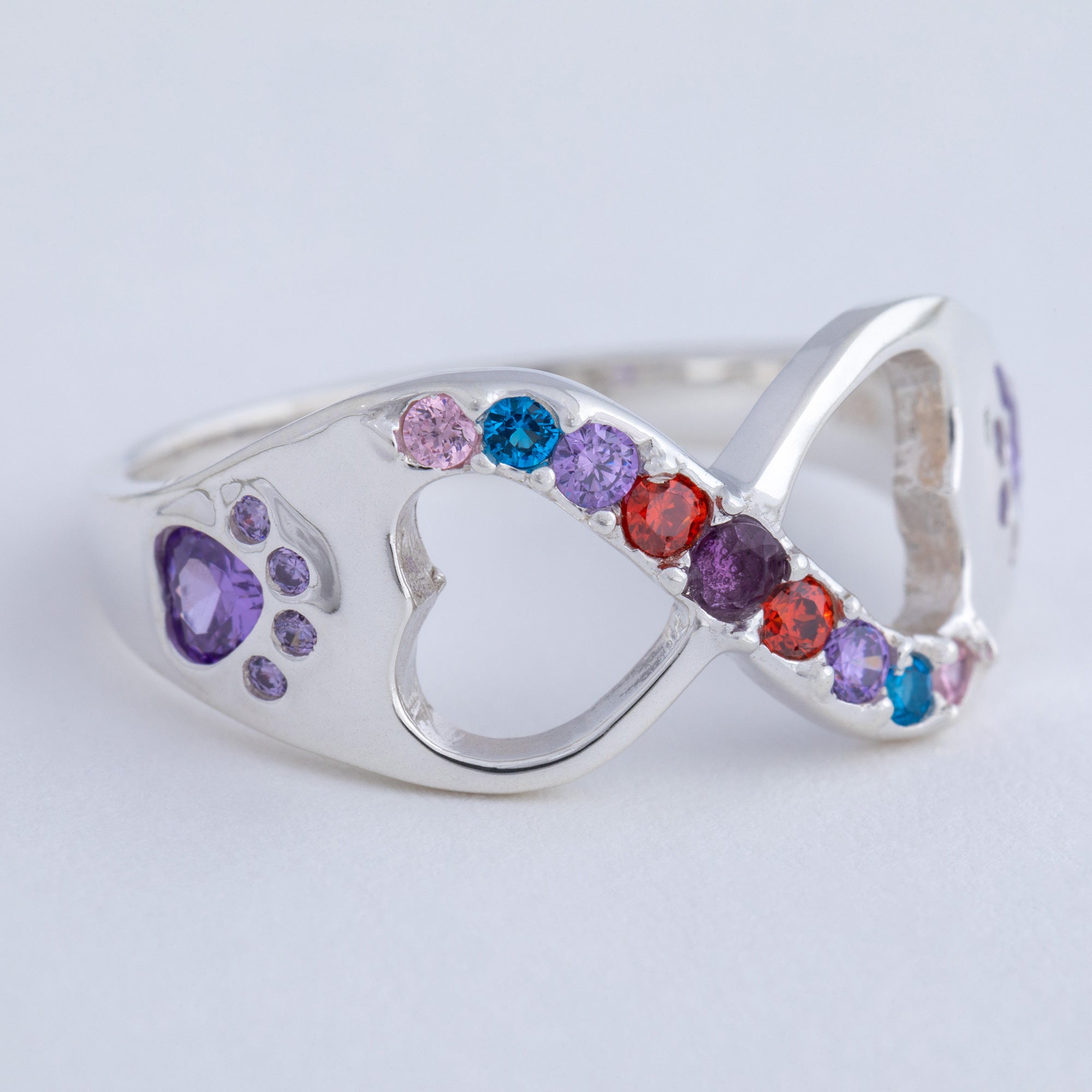 Rainbow Bridge Infinity Paw Print Sterling Ring、mySite、camillekostekn