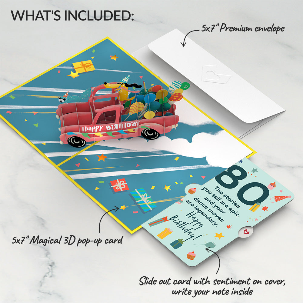 80th Birthday Truck Pop-Up Card and Sentiment Set、mySite、solidvoid