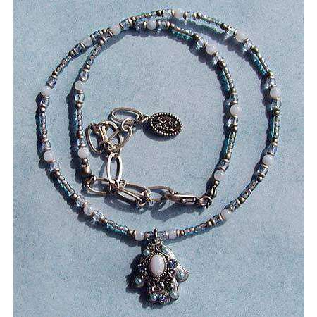 Michal Golan Blue Lace and Agate Hamsa Necklace、mySite、topwebapps