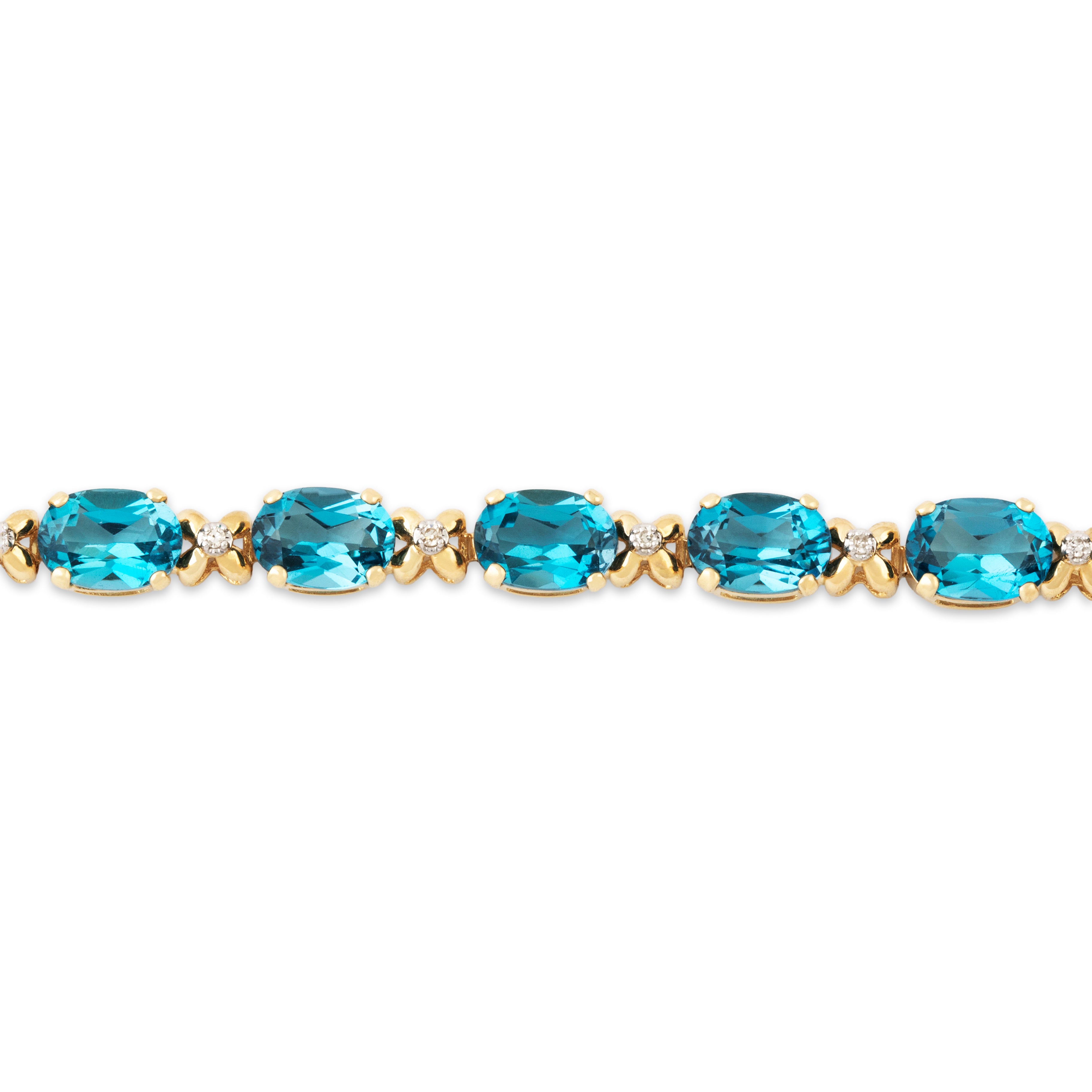 Vintage 14k Yellow Gold 13.5cttw Blue Topaz Diamond Line Bracelet 7.75、mySite、hinf8tx79