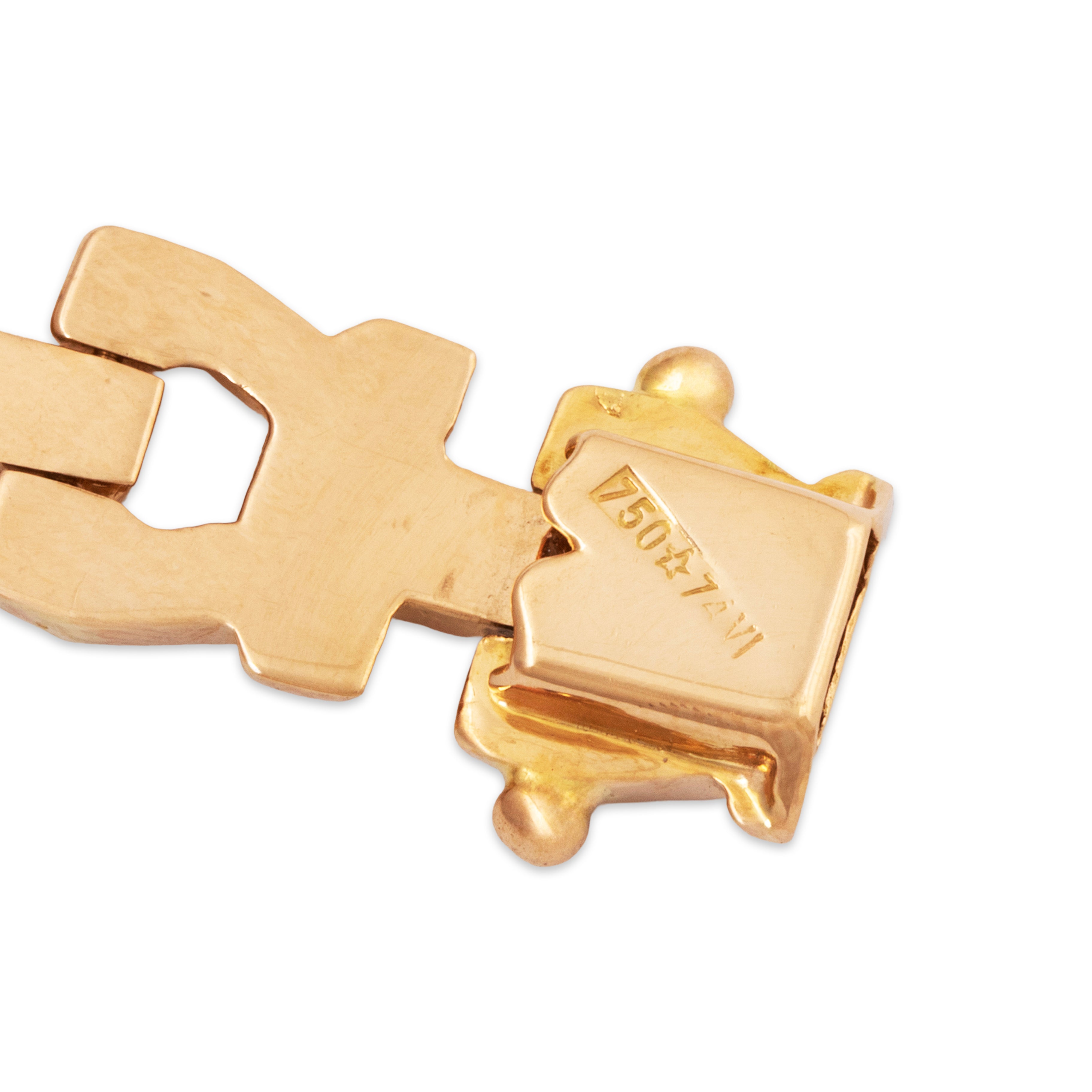 Vintage Italian 18k Rose Gold Geometric Line Link Bracelet 7.25、mySite、hinf8tx79