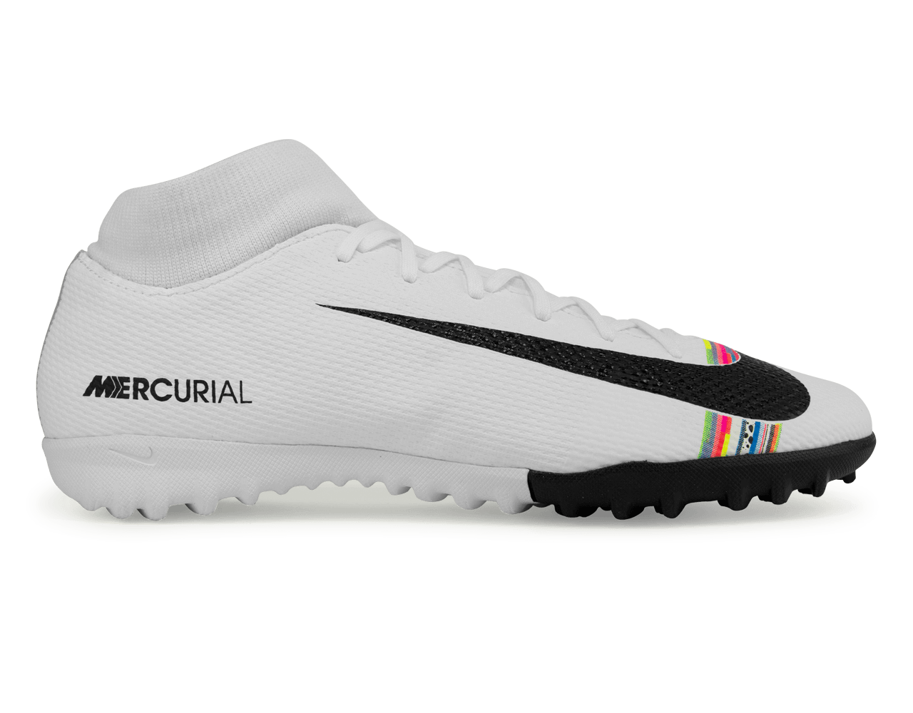 Nike Men's Mercurial Superfly 6 Academy Turf Soccer Shoes White/Black/Pure Platinum、mySite、noshort