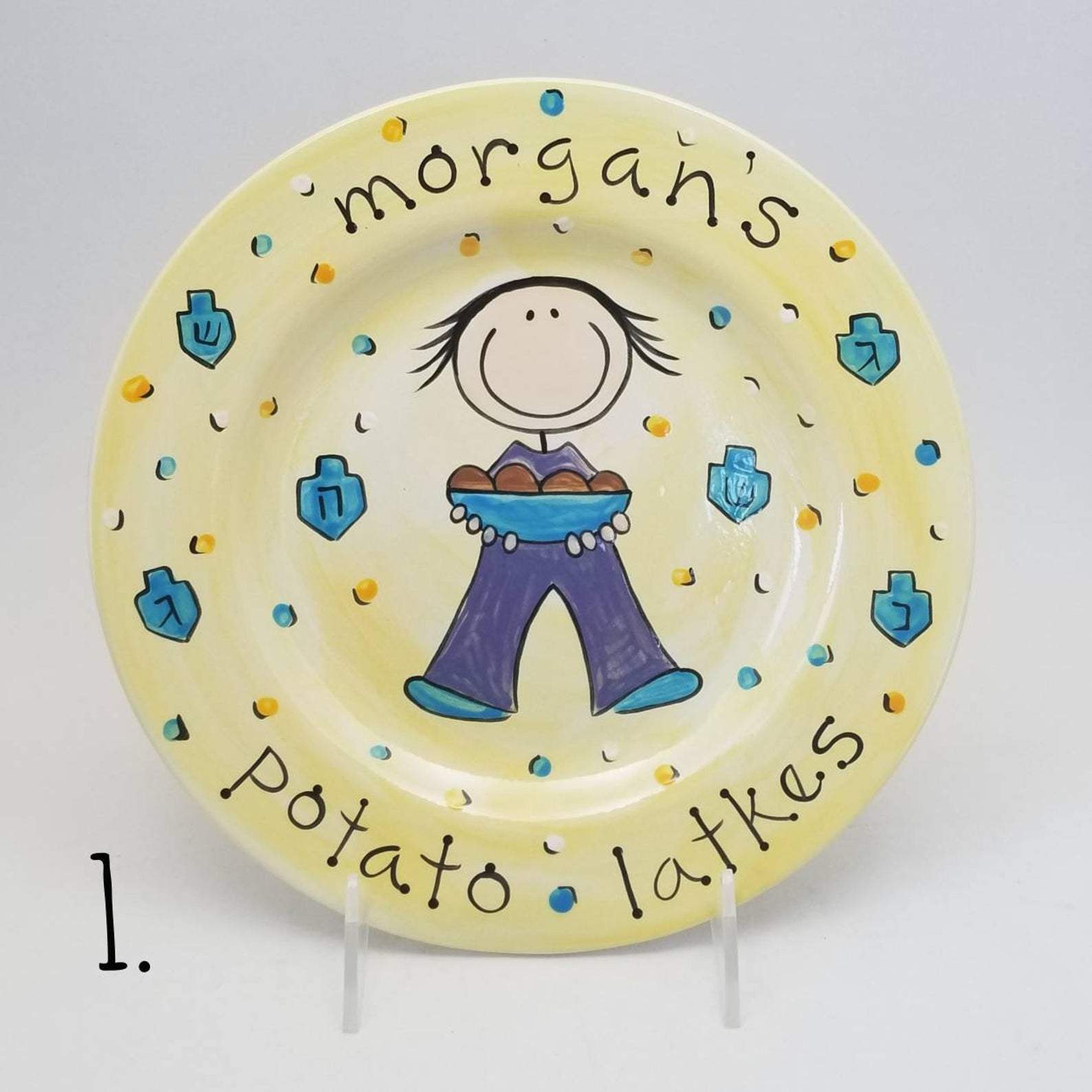 Personalized Potato Latkes Hanukkah Plate: Feminine, Masculine or Gender Neutral、mySite、topwebapps