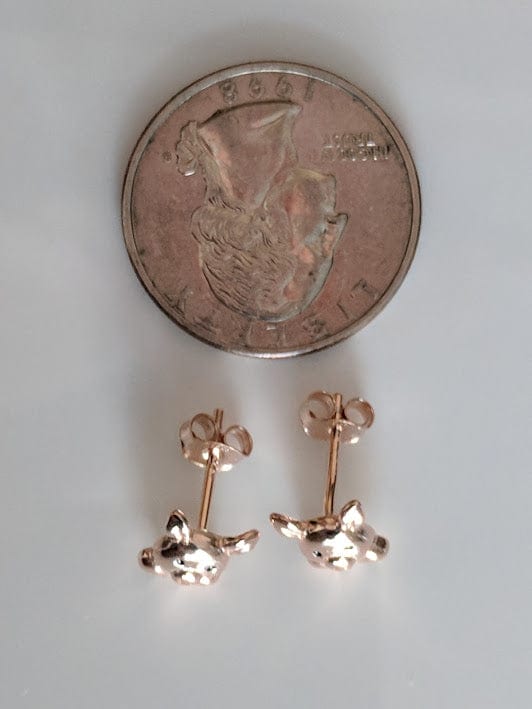 Rose Gold Plated Sterling Silver Piggy Ring and Post Earrings、mySite、g9winljtr