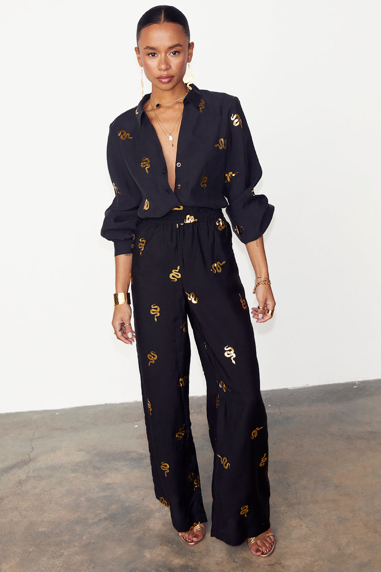 Black Gold Snake Elissa Trousers、mySite、solidvoid