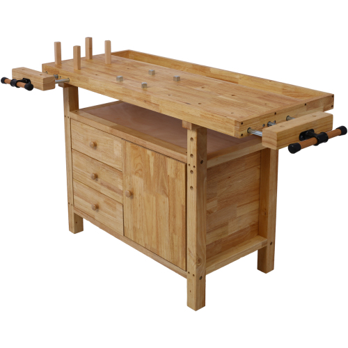 55-Inch Wood Workbench - Wooden Workbench for Garage Workshop and Home、、eastwooduniform