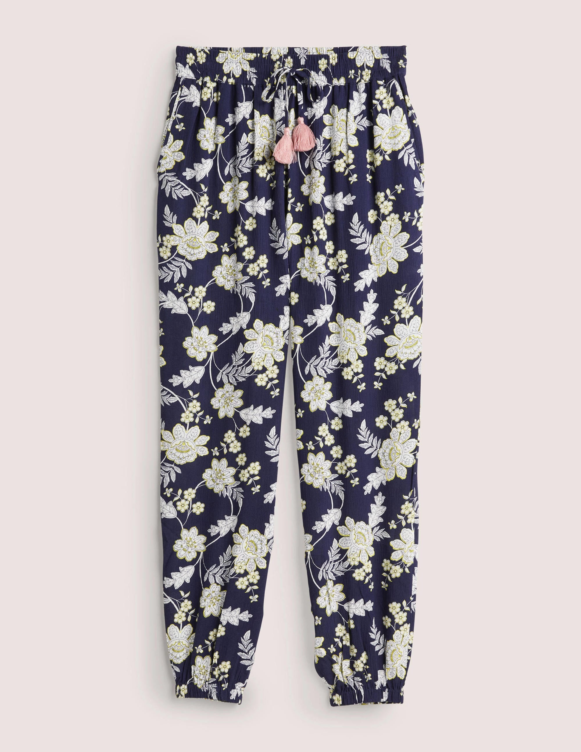  Crinkle Tapered Trousers-French Navy, Chintz Bloom、mySite、ashleygrahame