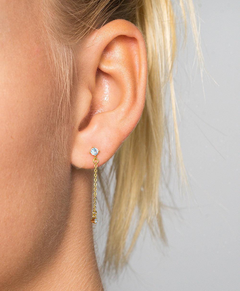  Rosa Earring Blue 18ct Gold Plated