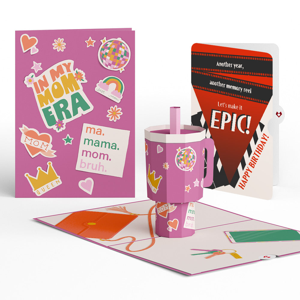 Mom Era Tumbler Birthday Pop-Up Card and Epic Reel Sentiment Set、mySite、solidvoid