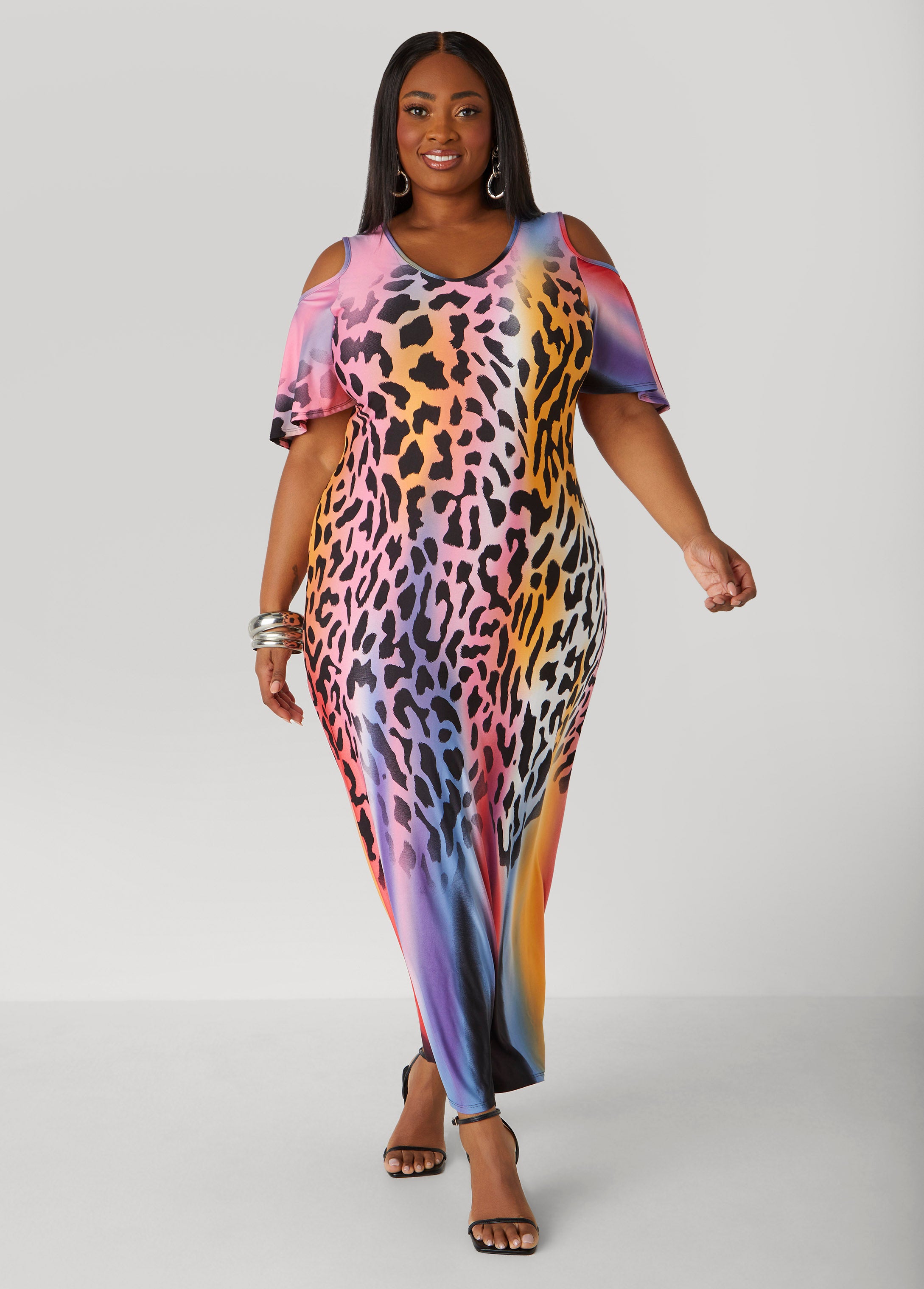 Cold Shoulder Leopard Maxi Dress、mySite、bengalsvssteelers