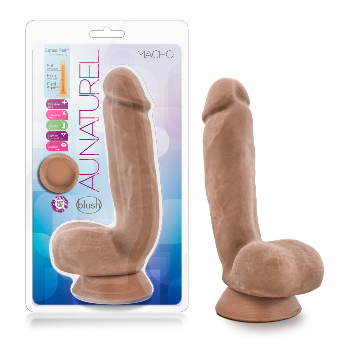 Au Naturel By Blush® | Macho Realistic Latin 8.5-Inch Long Dildo With Balls & Suction Cup Base、mySite、bottomscart