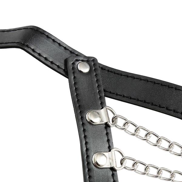 BDSM Metal Chain Leather Panty | Adjustable | Black | Erotic Sexy Bondage、mySite、bottomscart