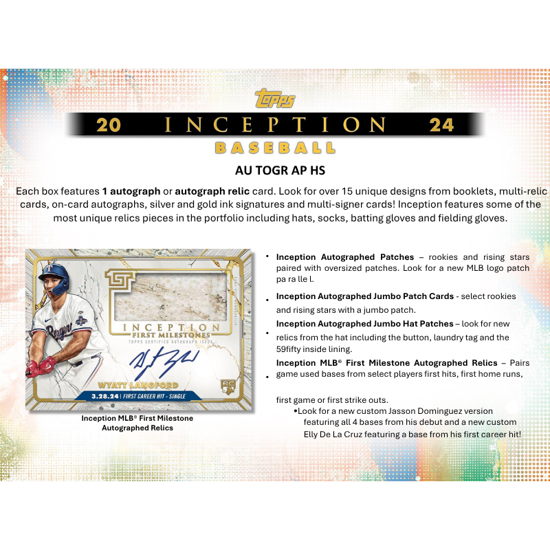2024 Topps Inception Baseball Hobby Box、mySite、waistdrama