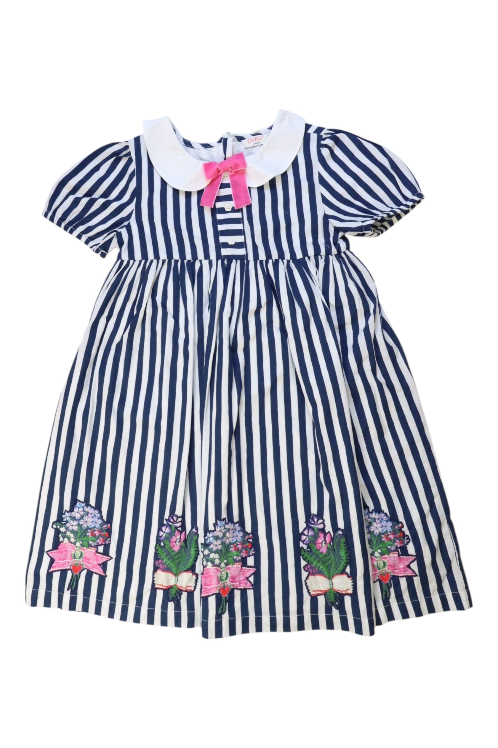 Cath Kidston Striped Short Sleeve Dress With Floral Embroidery 7-8Y、mySite、g9winljtr