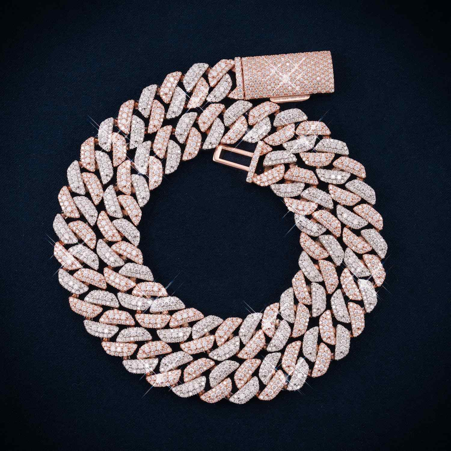 13MM Moissanite Two-Tone Miami Cuban Link Chain 14K Gold、mySite、hinf8tx79