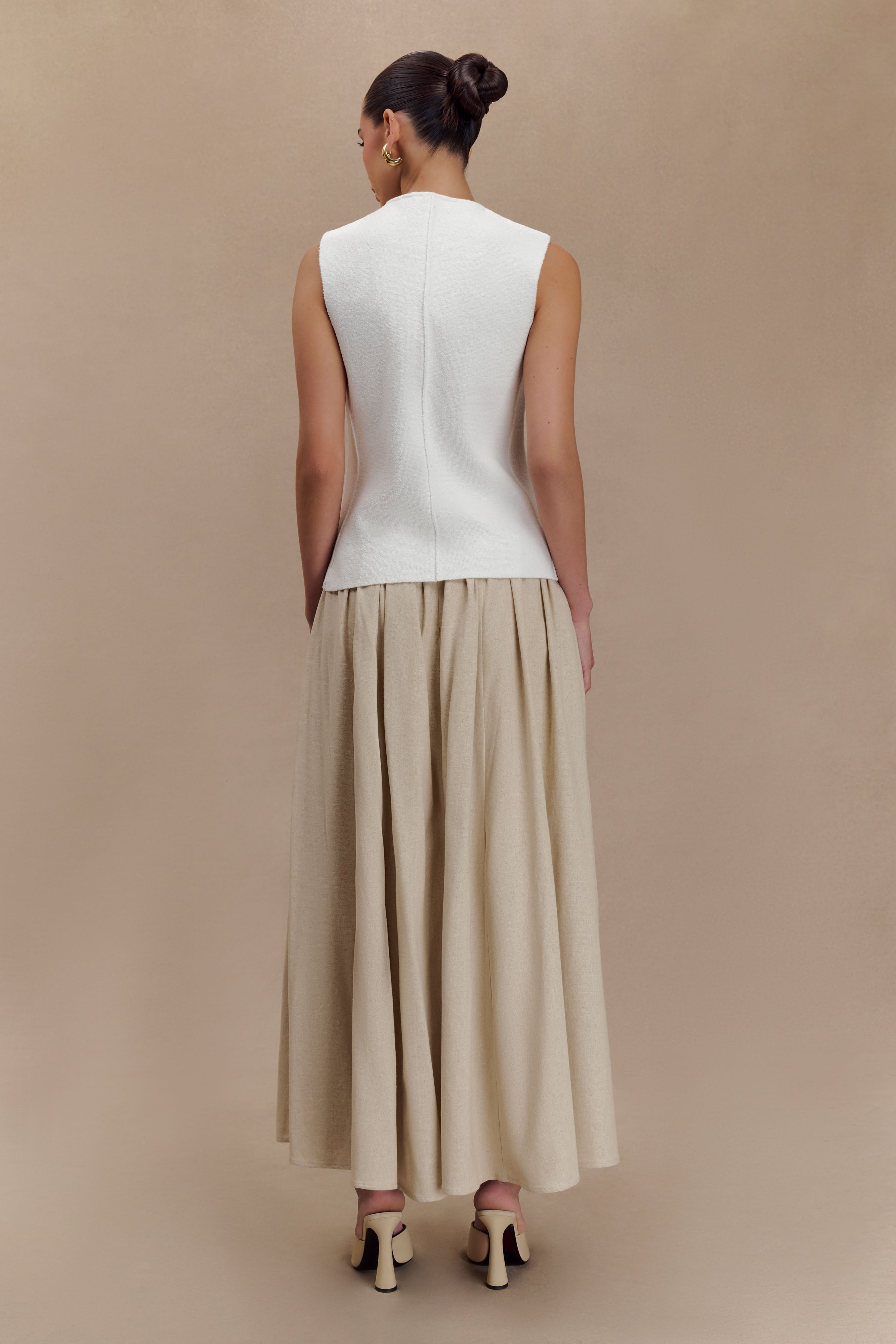 Clarence Linen A-Line Maxi Skirt - Natural、mySite、solidvoid