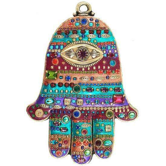 Michal Golan Brightly Colored Swarovski Crystal Hamsa Hand Wall Plaque、mySite、topwebapps
