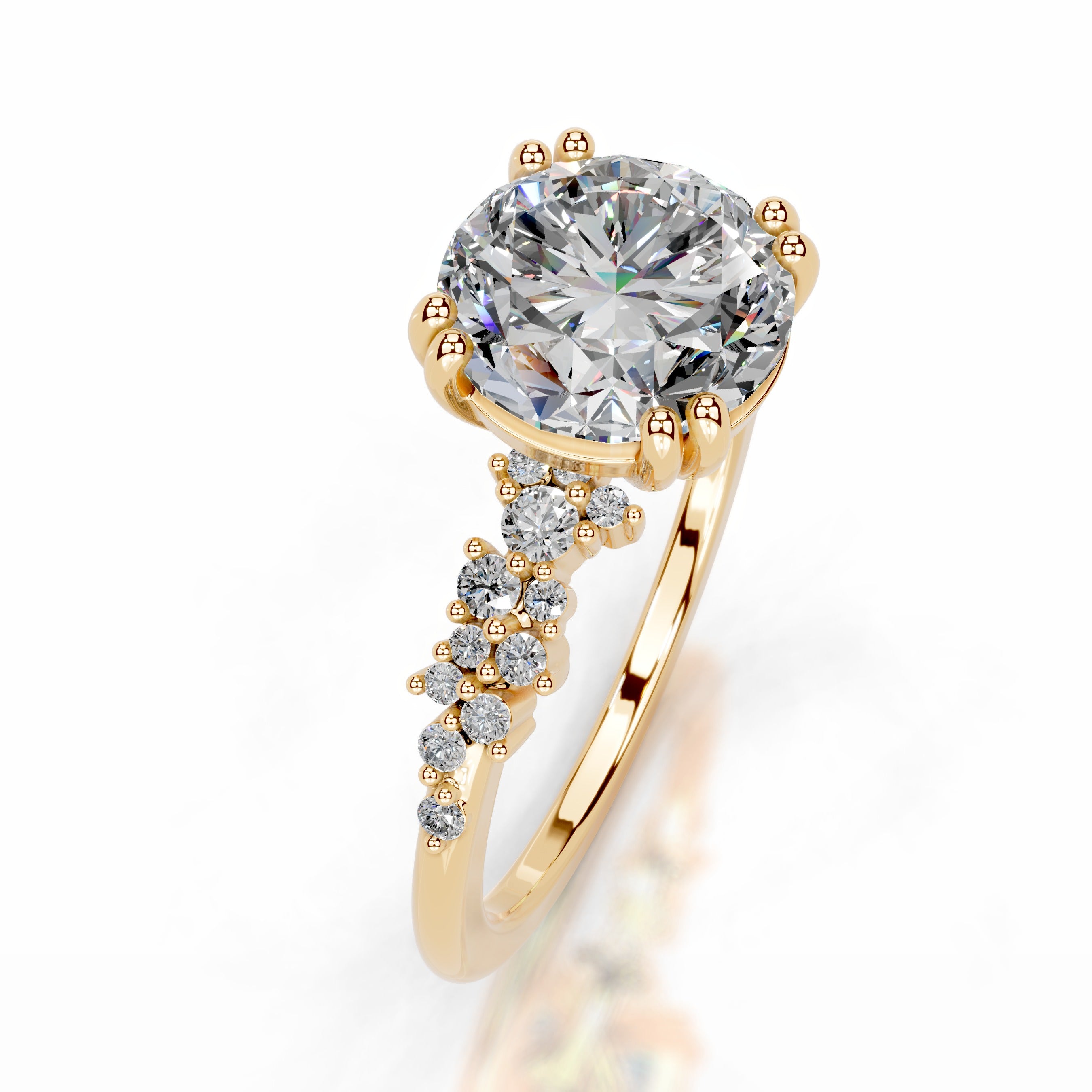 Emaline Moissanite & Diamonds Ring - 18K Yellow Gold、mySite、hinf8tx79