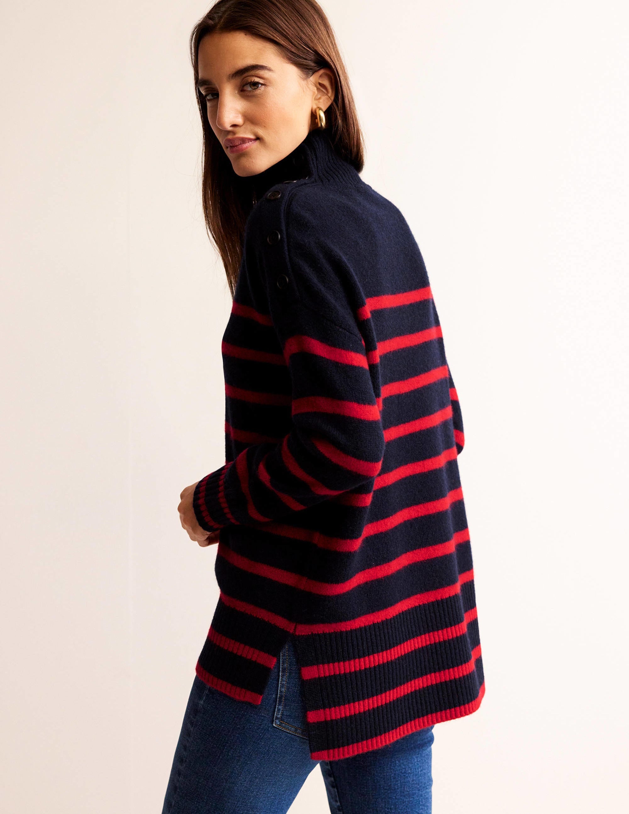  Evelyn Oversized Wool Jumper-Navy Peony, Post Box Red、mySite、ashleygrahame