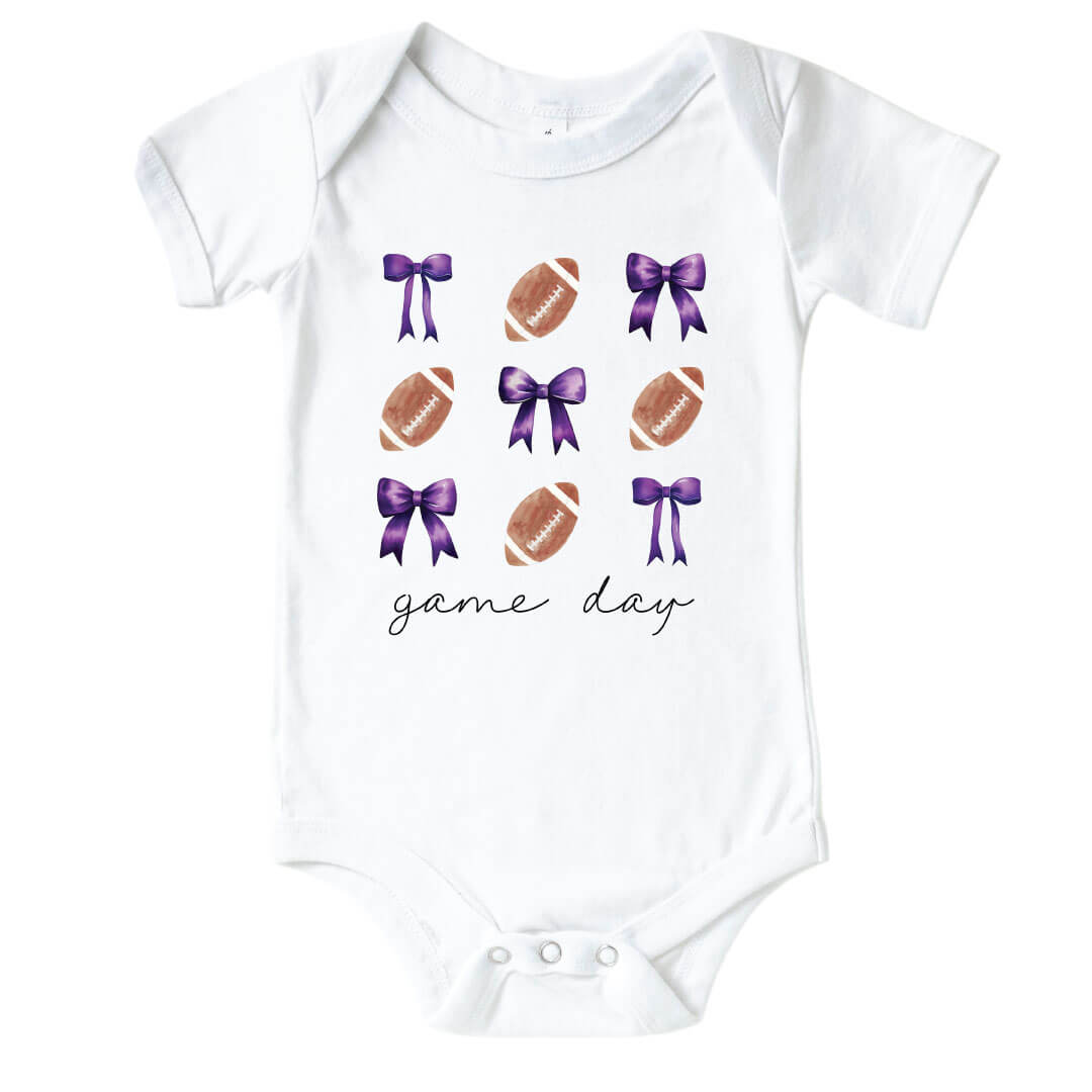  Texas Christian University | Footballs & Bows Graphic Bodysuit、mySite、layawaytickets
