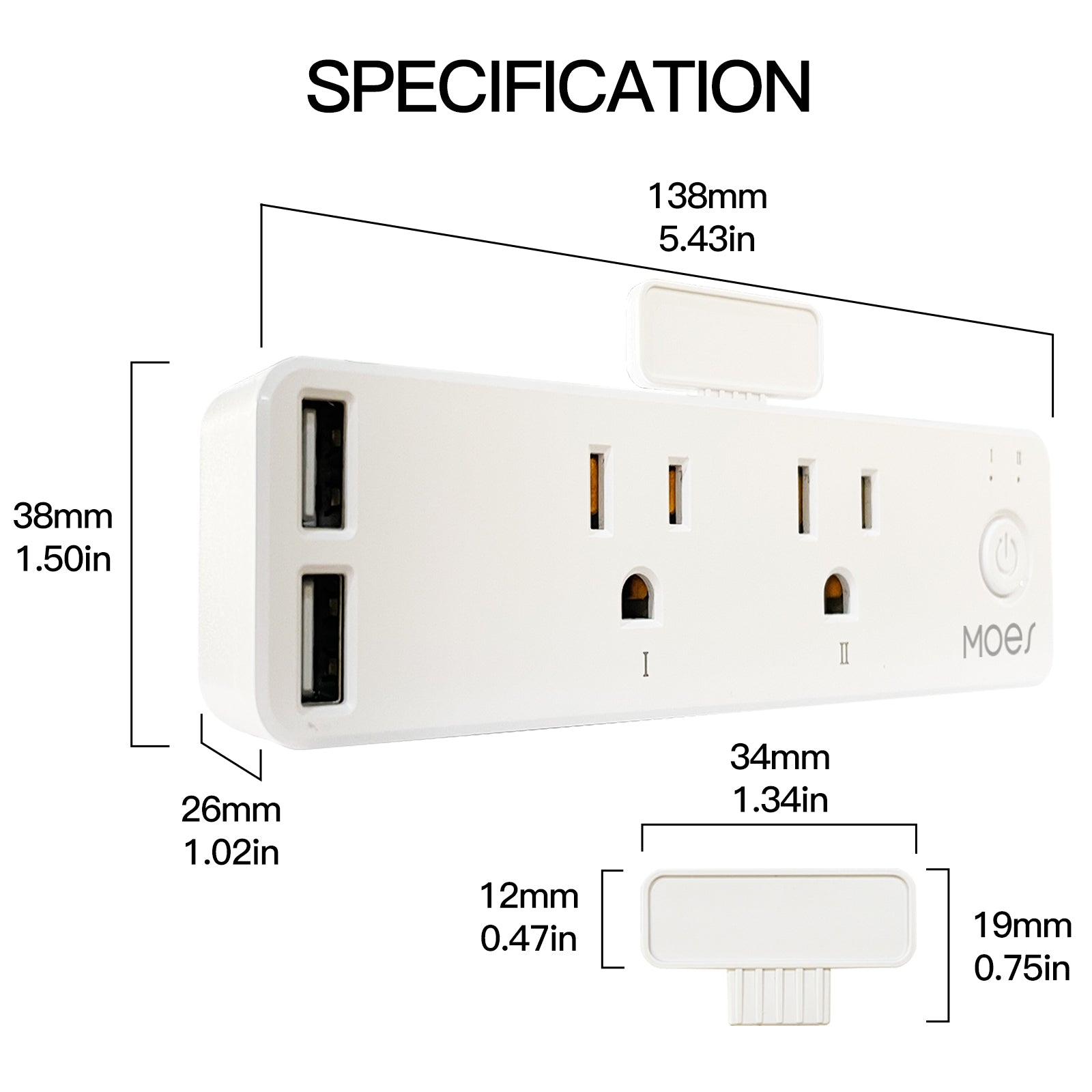 Wifi Smart US Outlet Extender Multi Plug Socket Outlet Shelf With Relay Status, Light Mode Adjustable、mySite、fannypackpong