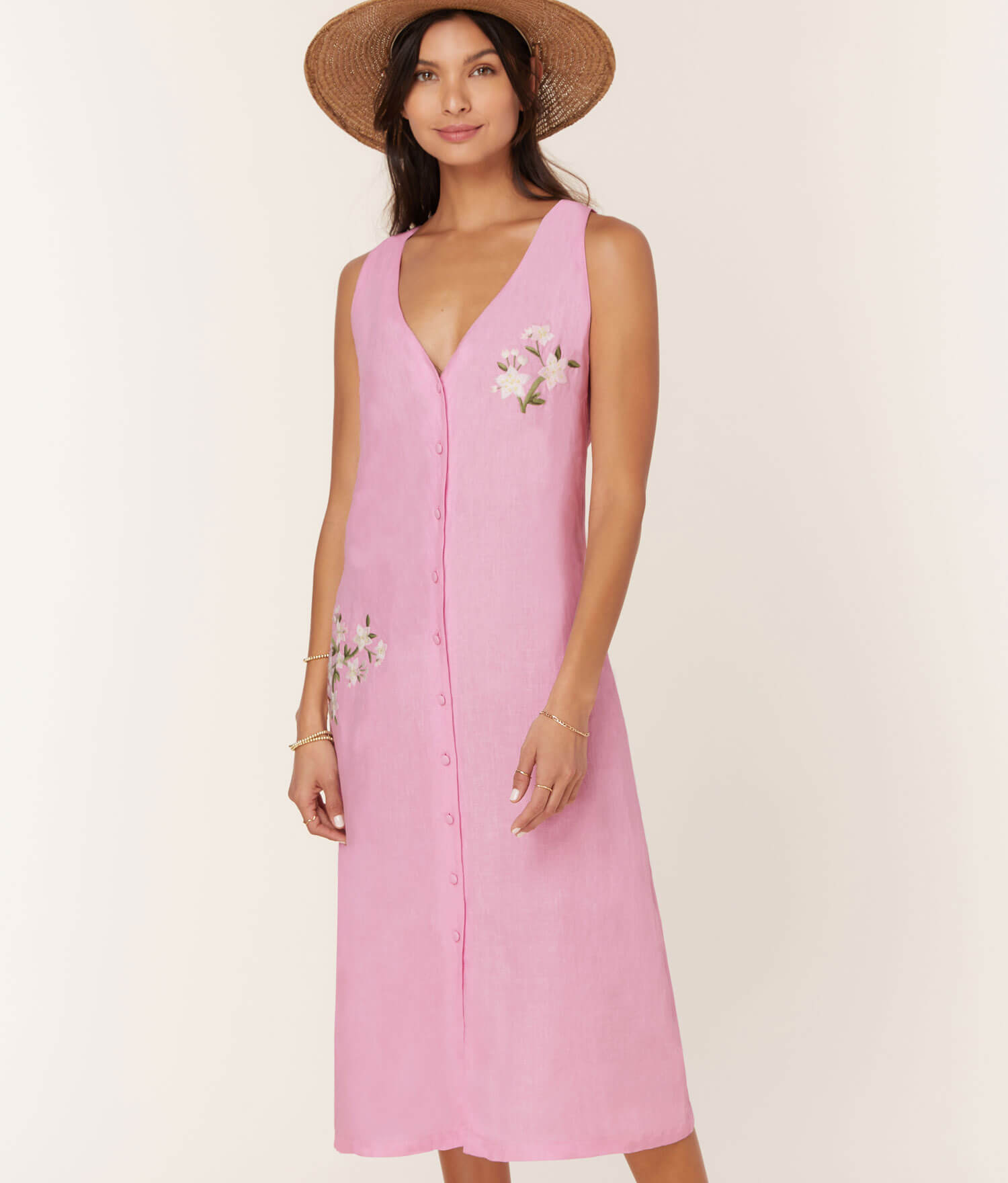  The Anamur Button Up Dress - Linen - Aster、mySite、ashleygrahame