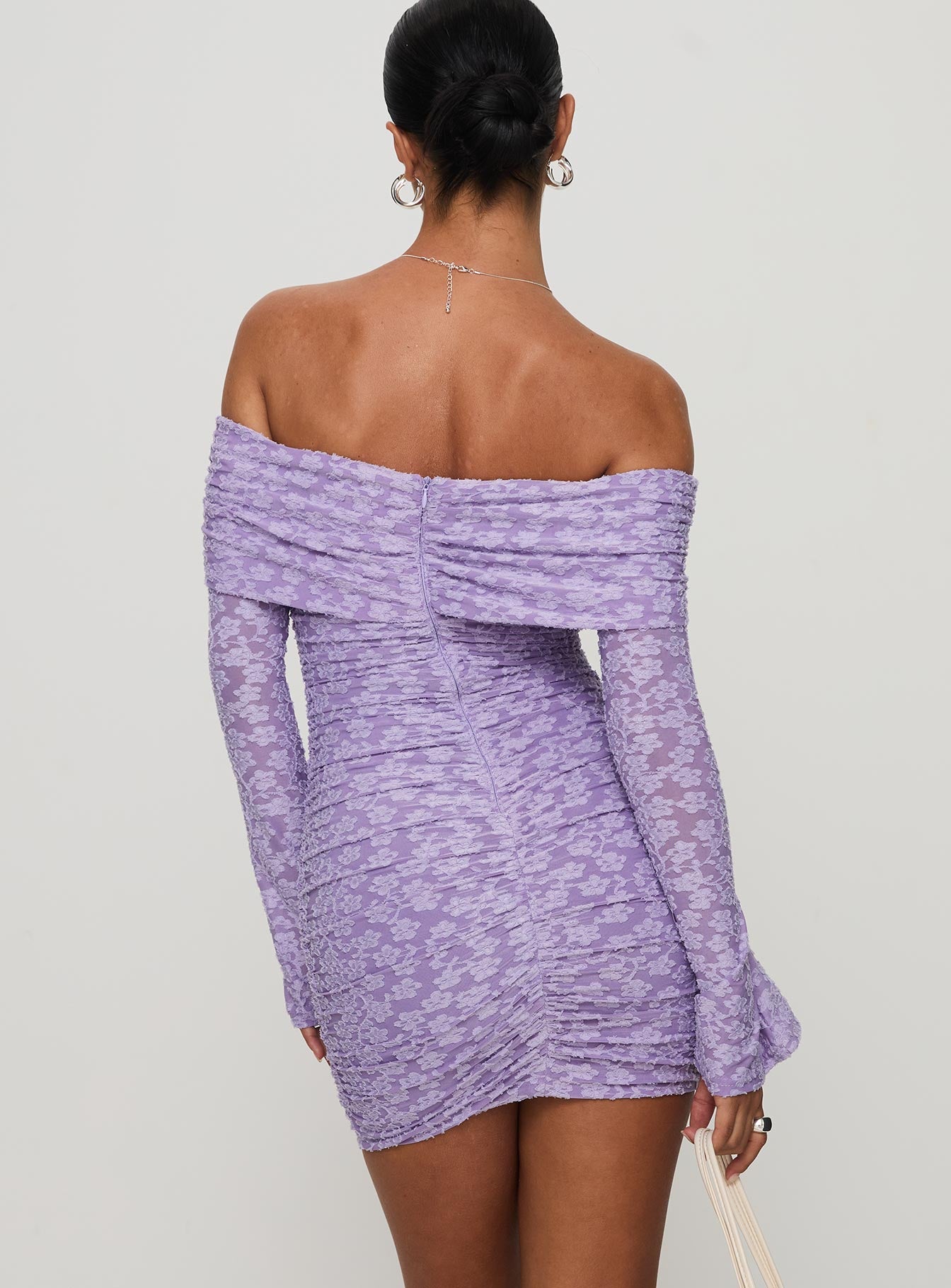 Intereste Long Sleeve Mini Dress Purple、mySite、solidvoid