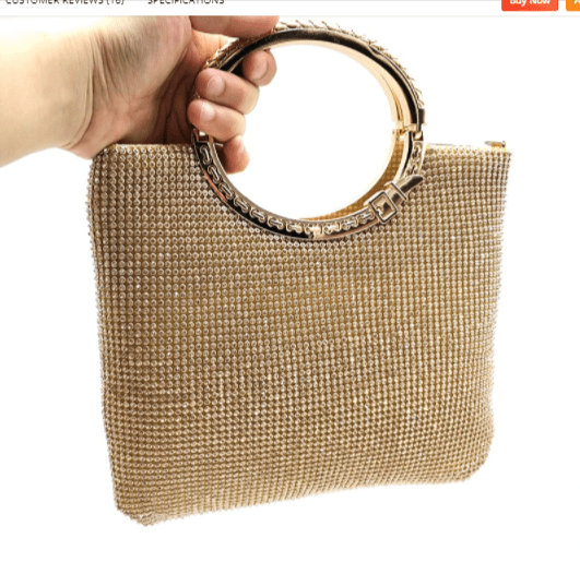 Glittering Gold Rhinestone Evening Bag with Handle、mySite、g9winljtr