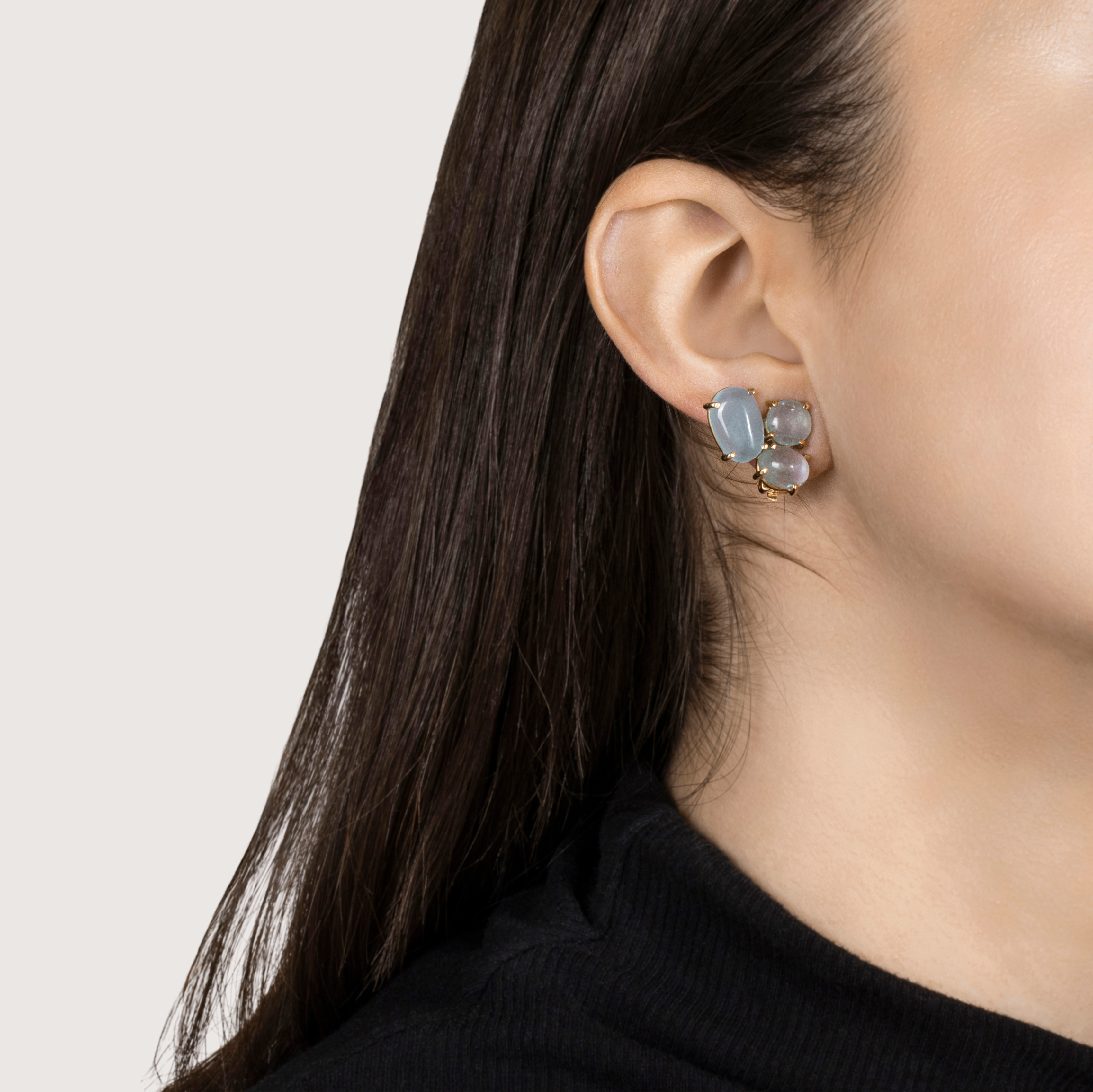 Vintage 14k Yellow Gold 9.52cttw Aquamarine Asymmetrical Trio Clip-On Earrings、mySite、hinf8tx79