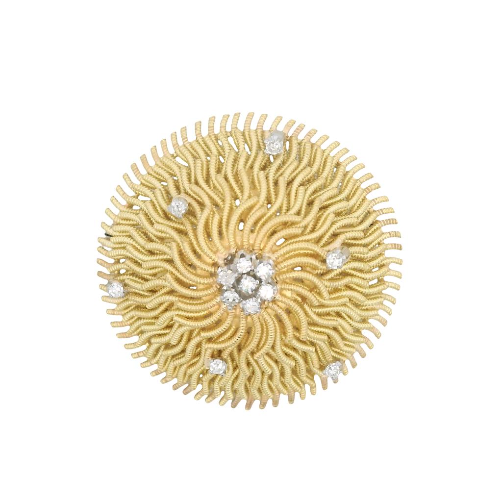 Estate 18K Yellow Gold 0.22ctw Diamond Swirl Brooch、mySite、botmansion