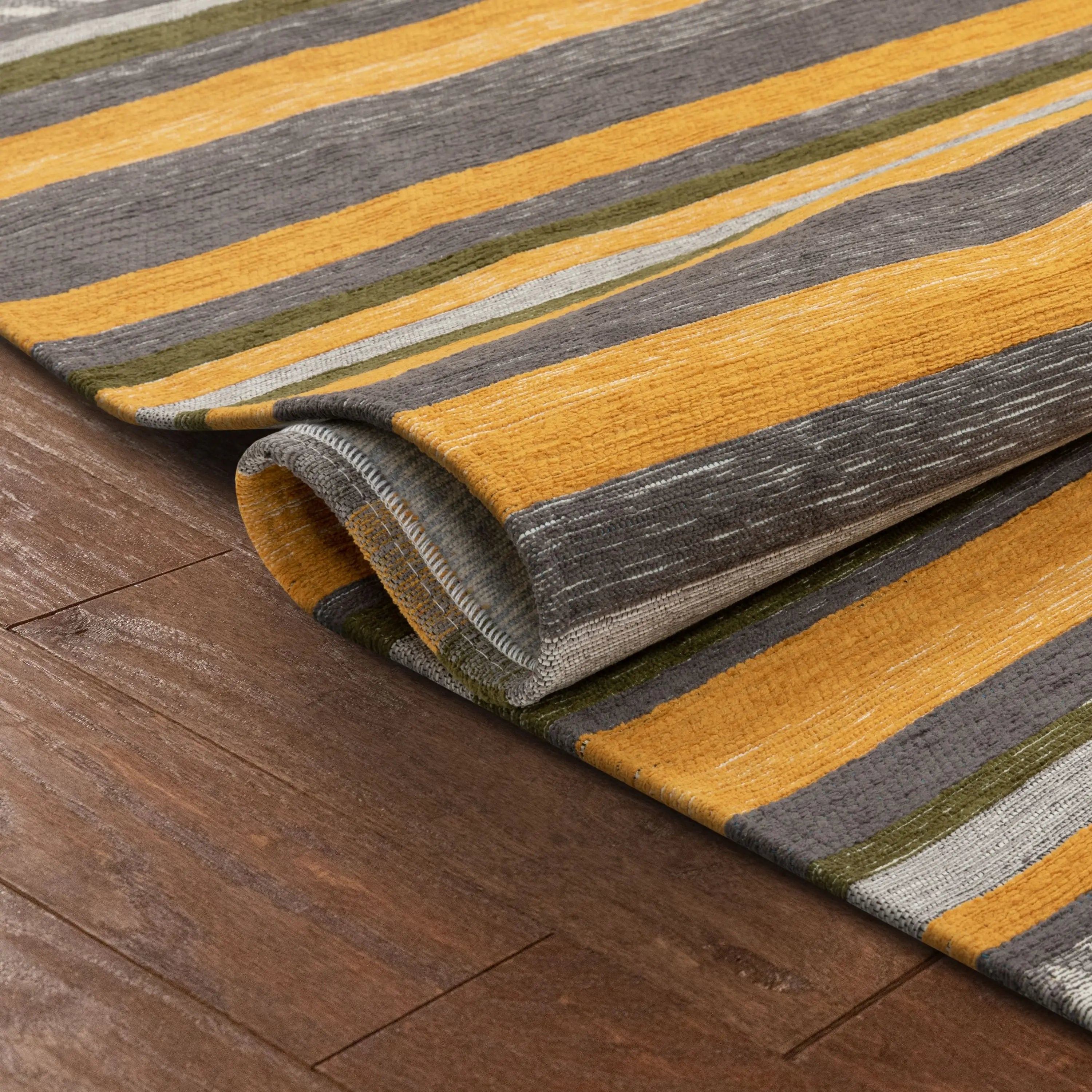 Chia Contemporary Solid & Striped Beige Gold 5'3 x 7'3 Rug、mySite、gigharbornorthrealestate